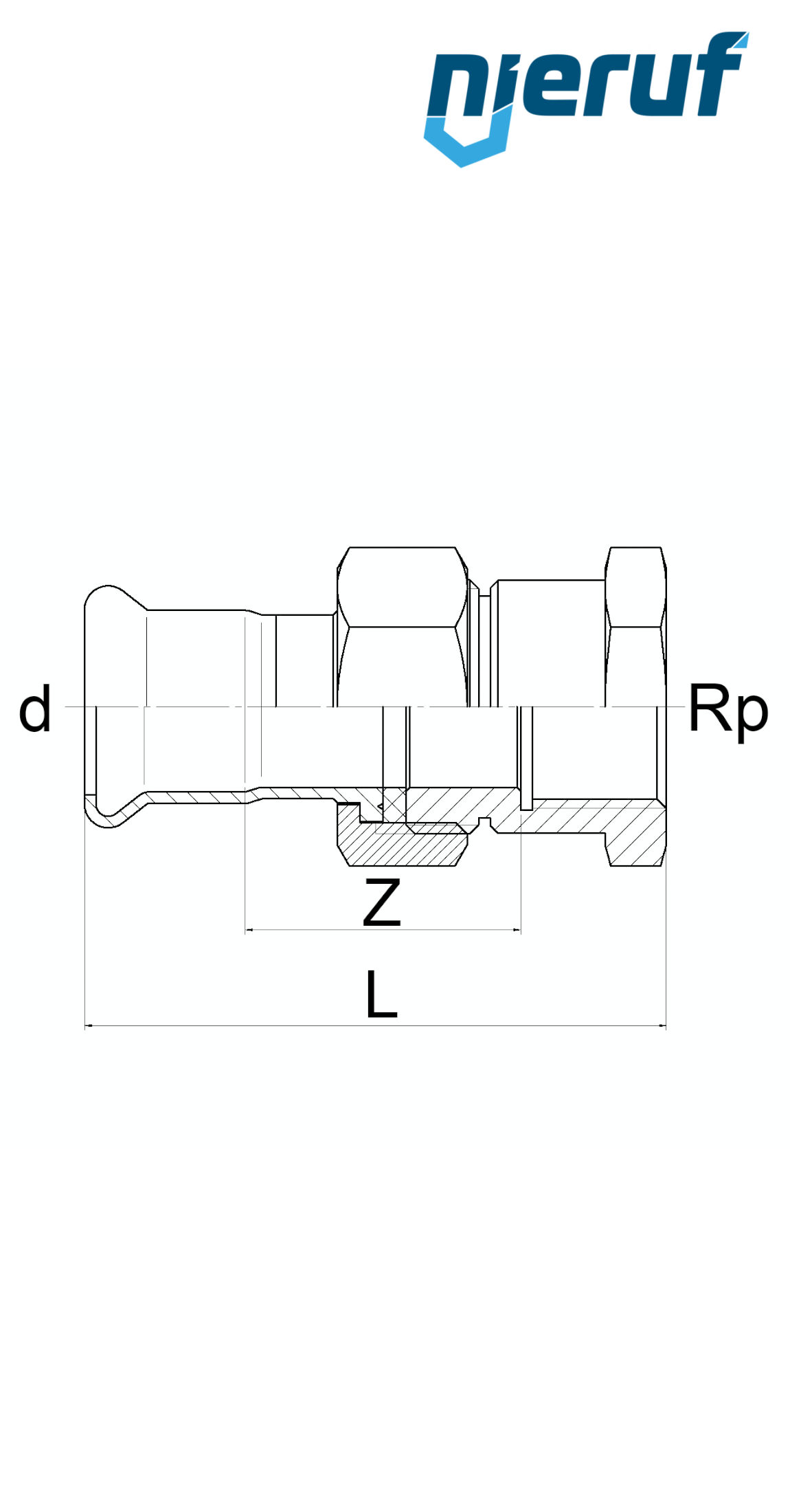 Durchgangsverschraubung Pressfitting I DN25 - 28,0 mm Innengewinde 1" Zoll Edelstahl