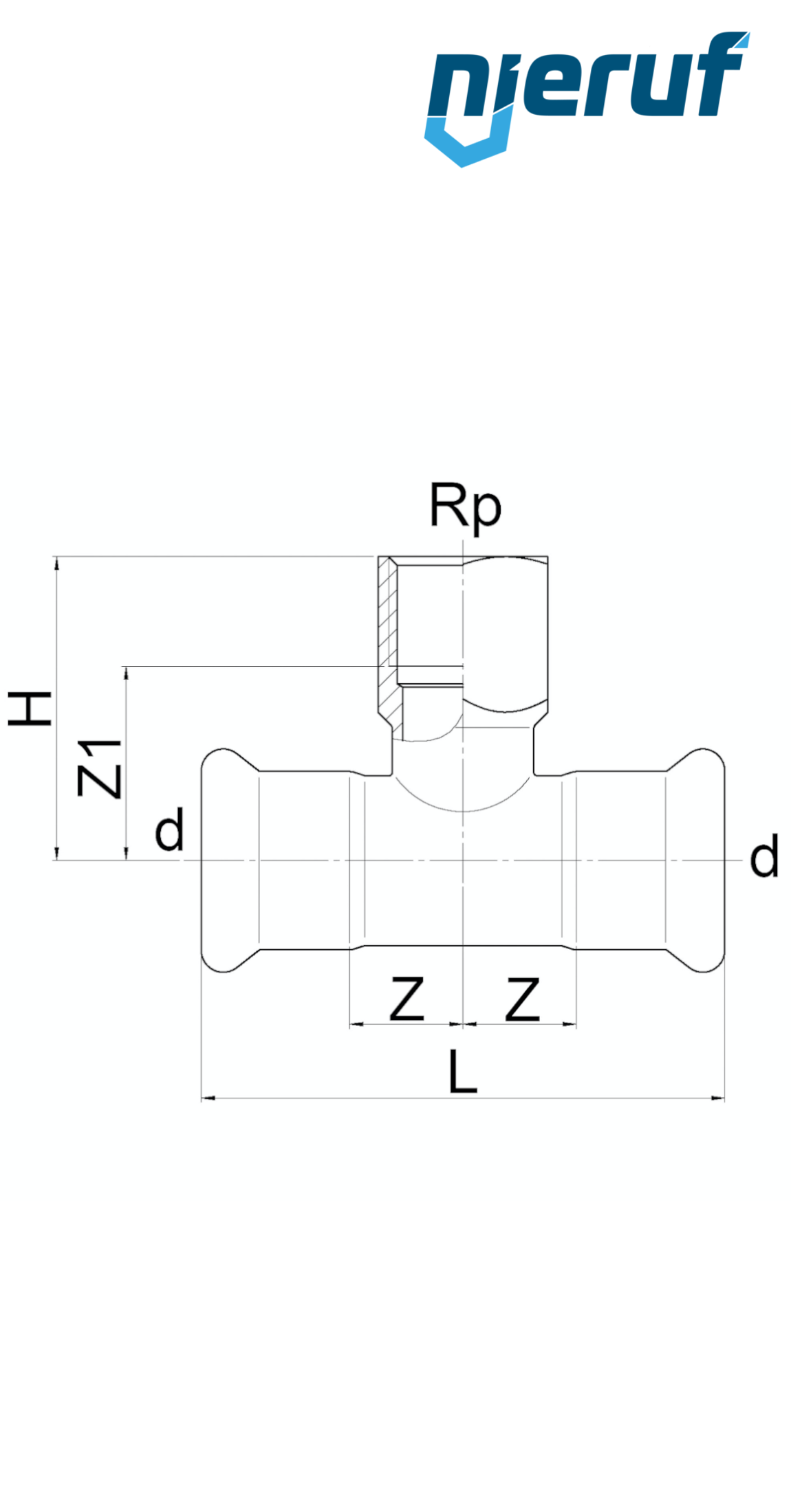 T-Stück Pressfitting I x I DN20 - 22,0 mm Innengewinde 1/2" Zoll Edelstahl