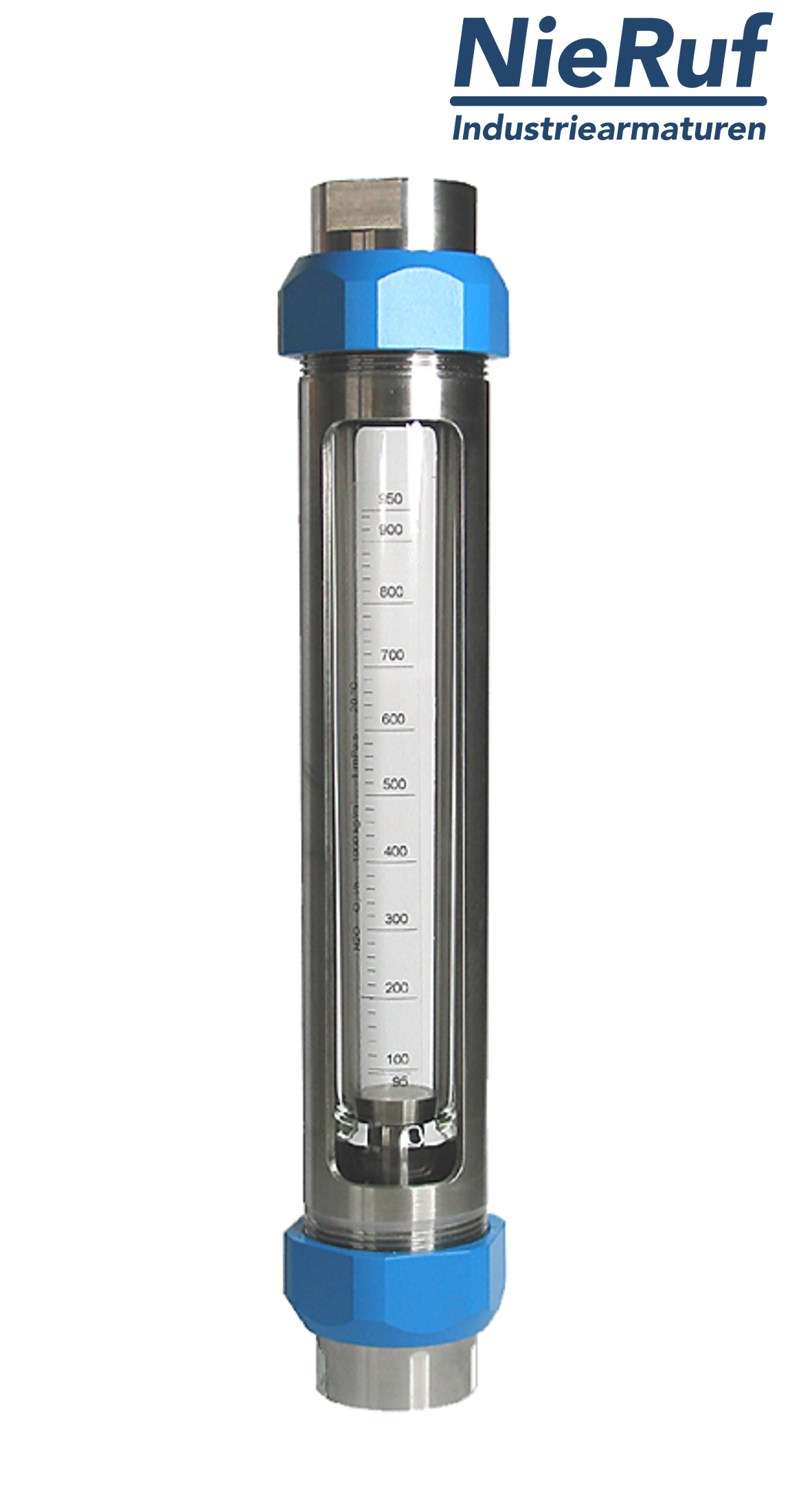 Schwebekörper Durchflussmessgerät aus Edelstahl + Borosilikatglas 2" Zoll 650,0 - 6500 l/h Wasser EPDM
