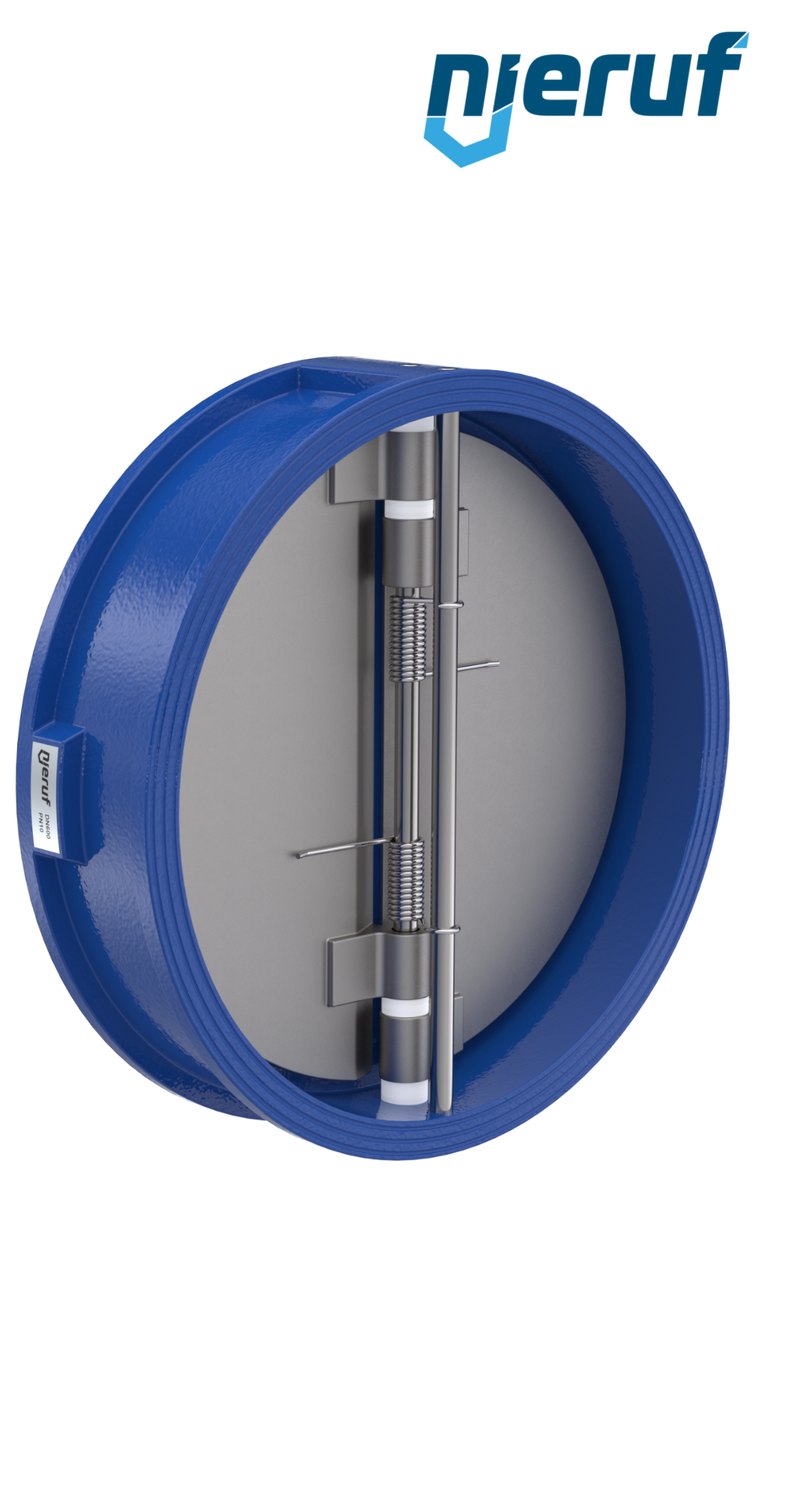 Doppelflügel-Rückschlagklappe DN600 ANSI150 DR02 ANSI 150 GGG40 epoxid-beschichtet blau 180µm NBR