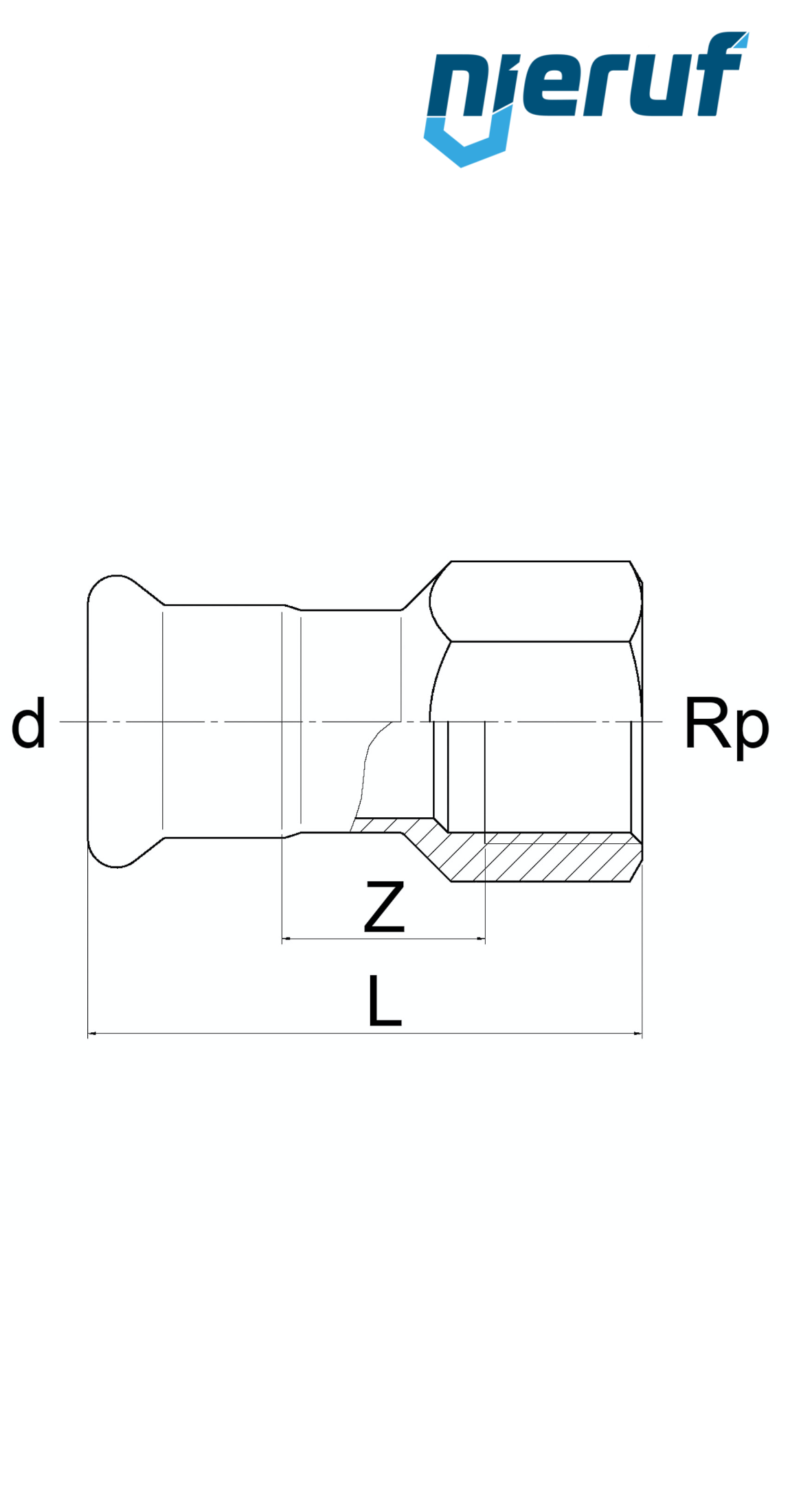 Übergangsmuffe Pressfitting I DN12 - 15,0 mm Innengewinde 1/2" Zoll Edelstahl
