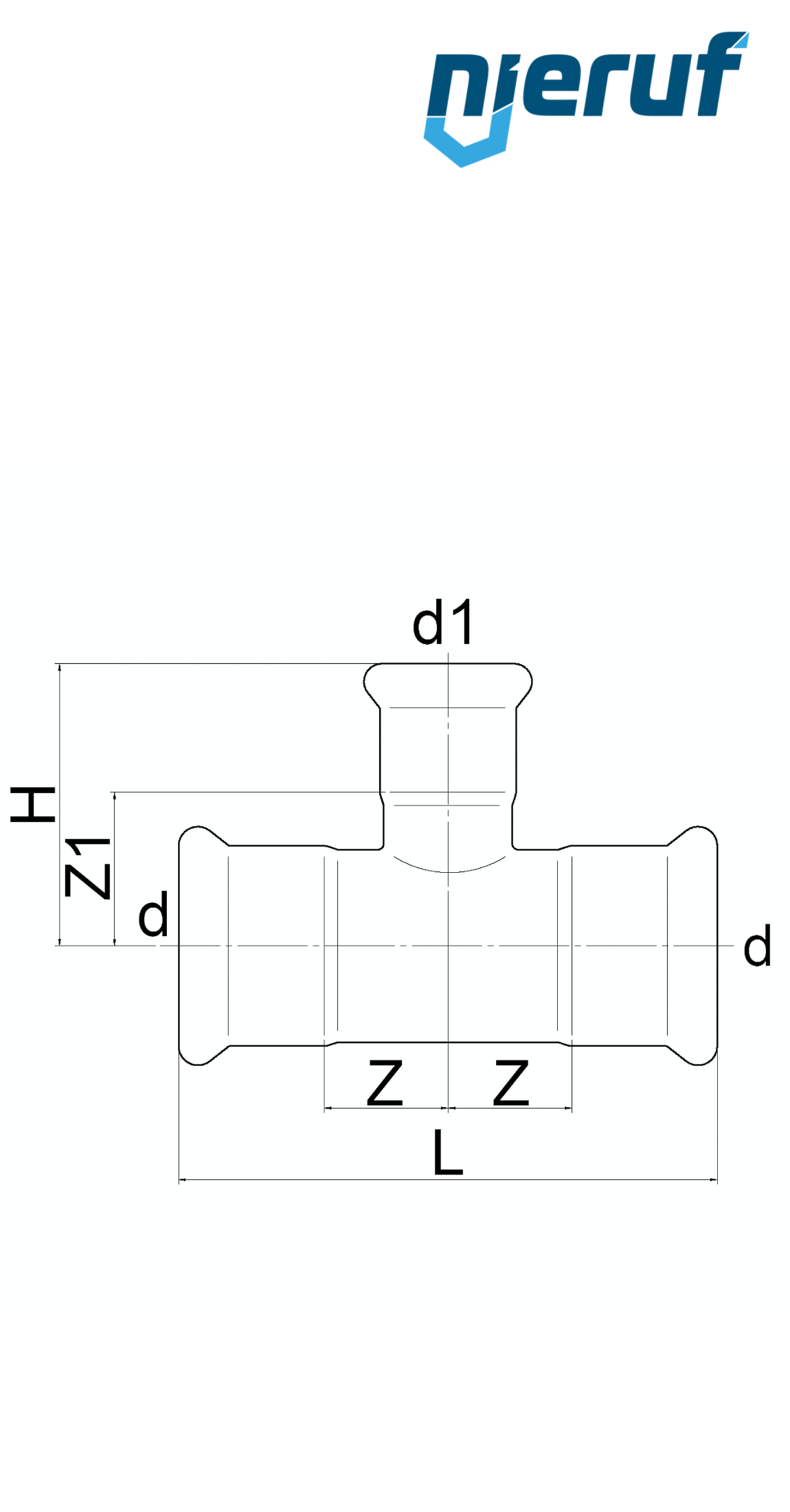 T-Stück Pressfitting I x I DN20 - 22,0 mm Aussengewinde 1" Zoll Edelstahl