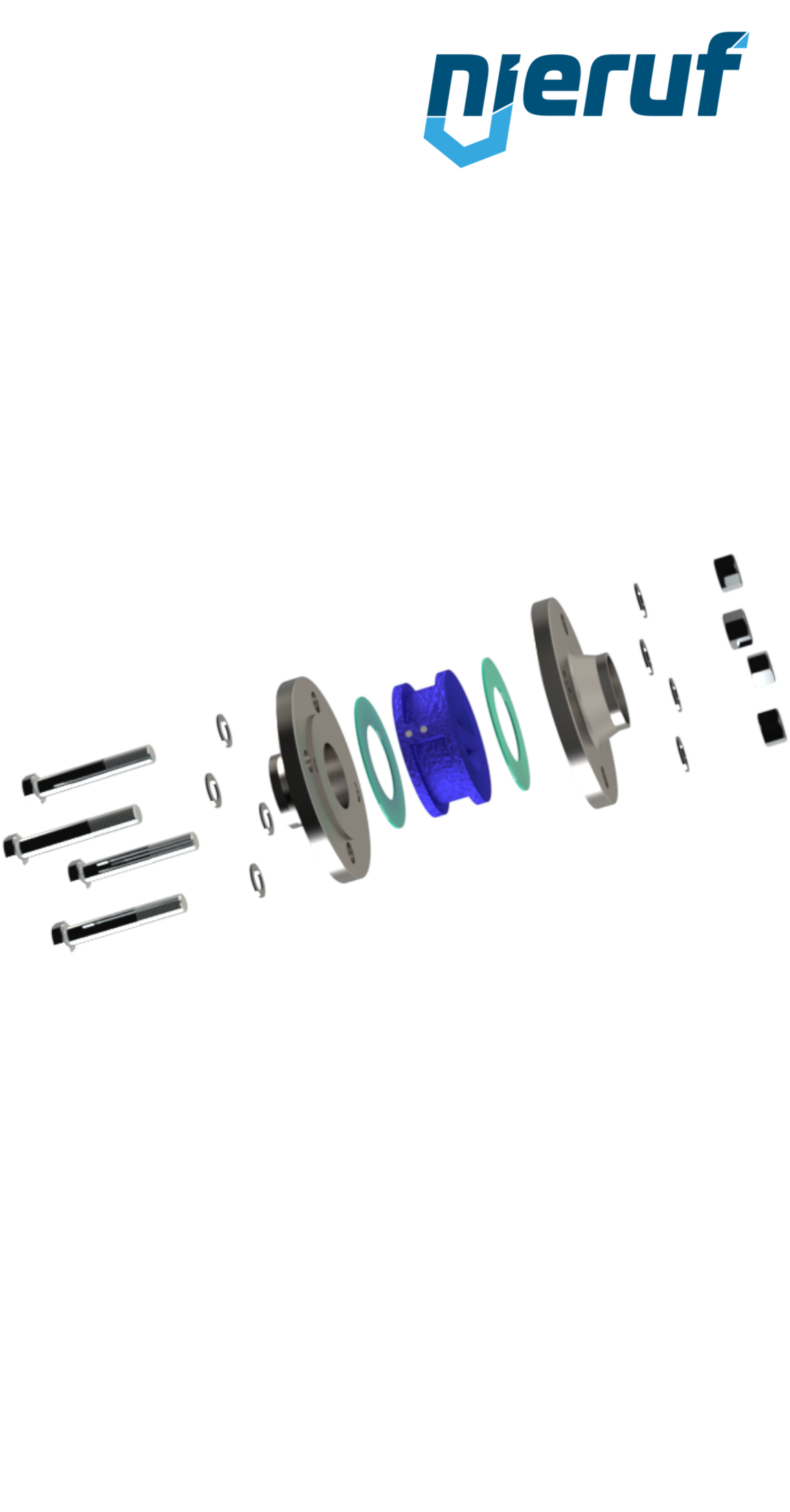 Verbindungsset Doppelflügel-Rückschlagklappe/Flansch DN200 - 8" Zoll für Flansch PN16 Edelstahl