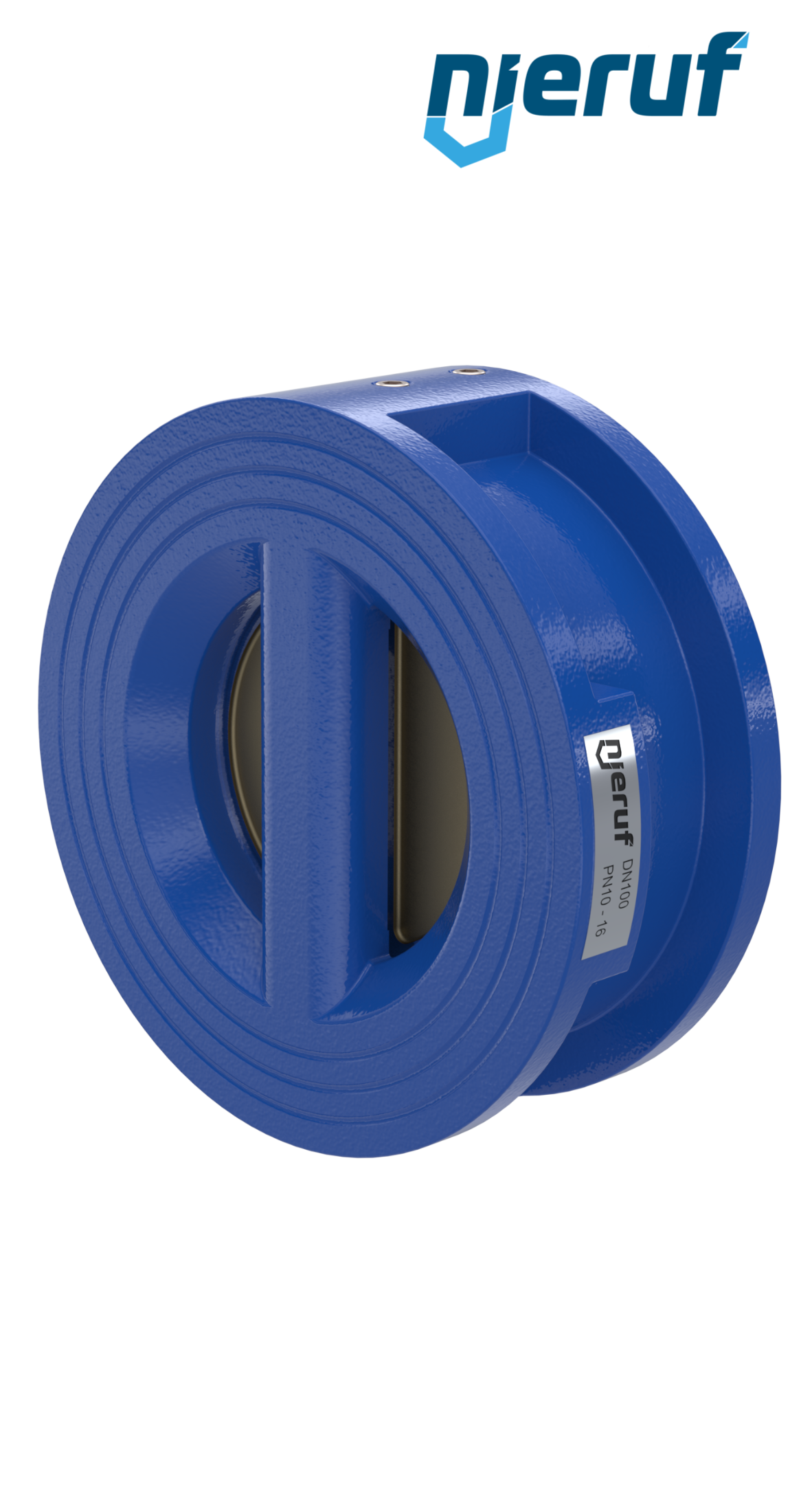 Doppelflügel-Rückschlagklappe DN100 ANSI150 DR04 ANSI 150 GGG40 epoxid-beschichtet blau 180µm FKM