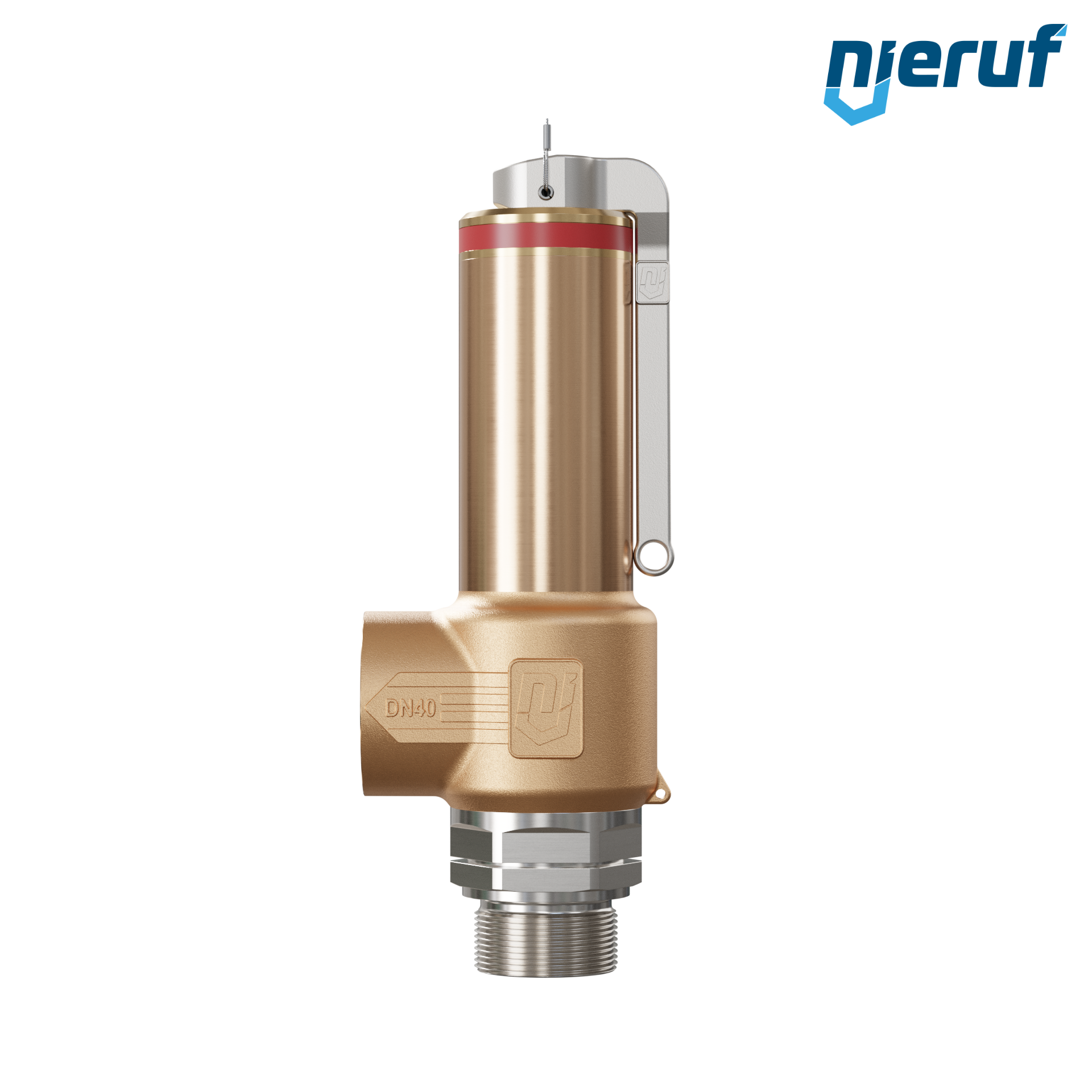 Kryo-Sicherheitsventil mit Hebel DN25 1 1/4" AG x 1 1/2" IG SV18, Edelstahl & Rotguss PTFE
