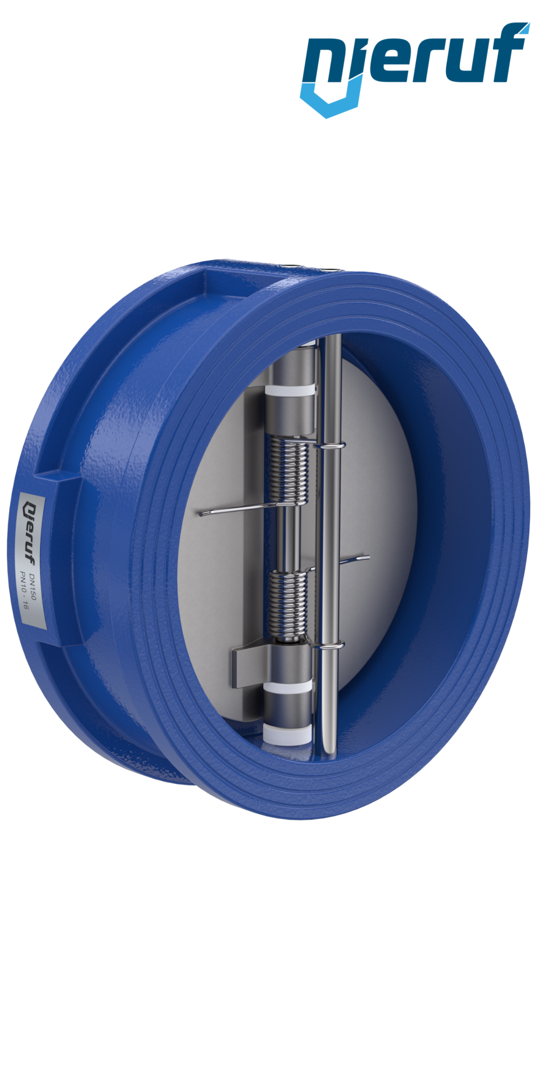 Doppelflügel-Rückschlagklappe DN150 ANSI150 DR01 ANSI 150 GGG40 epoxid-beschichtet blau 180µm FKM