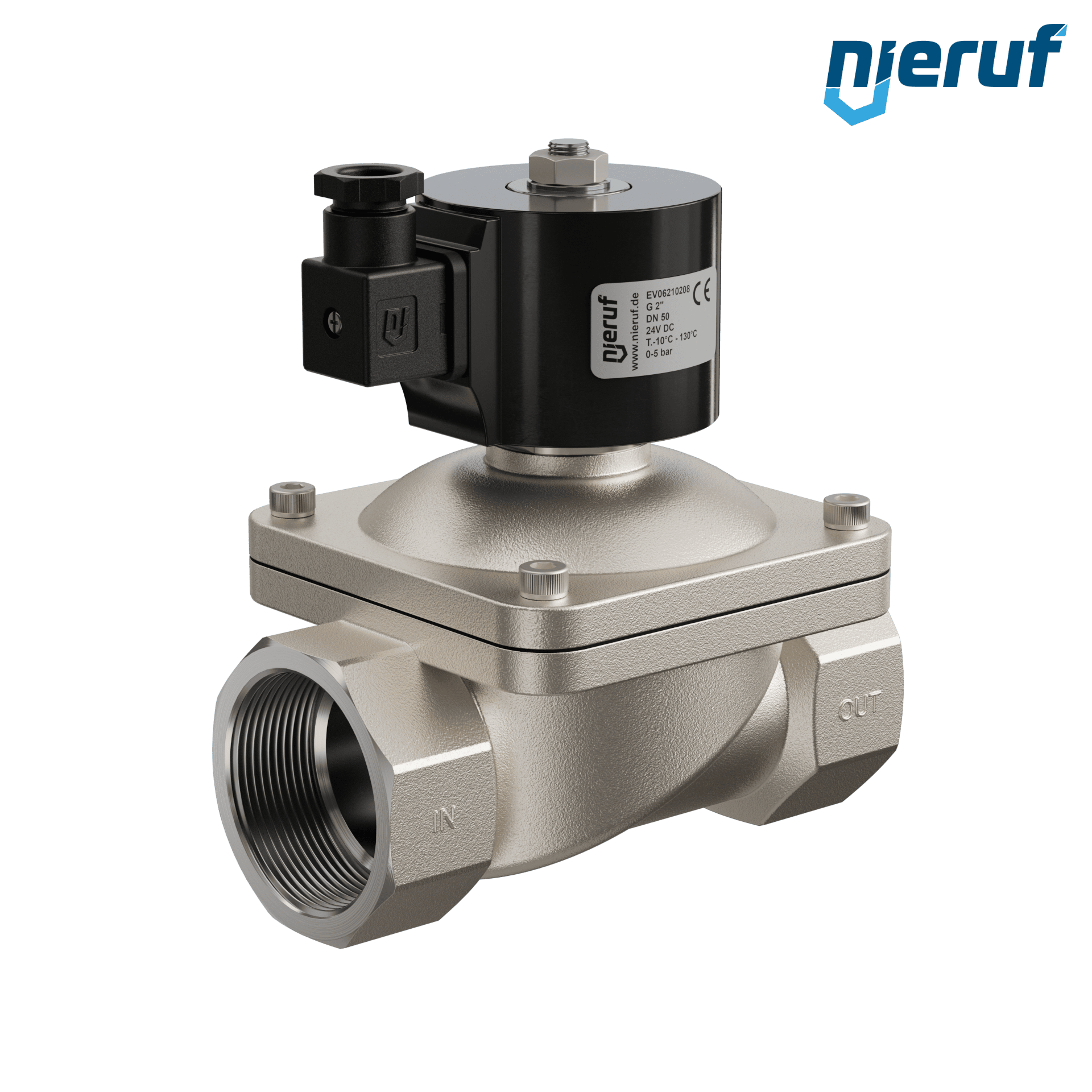 Vakuum-Magnetventil G 2" Zoll Edelstahl EV06 EPDM 24V DC
