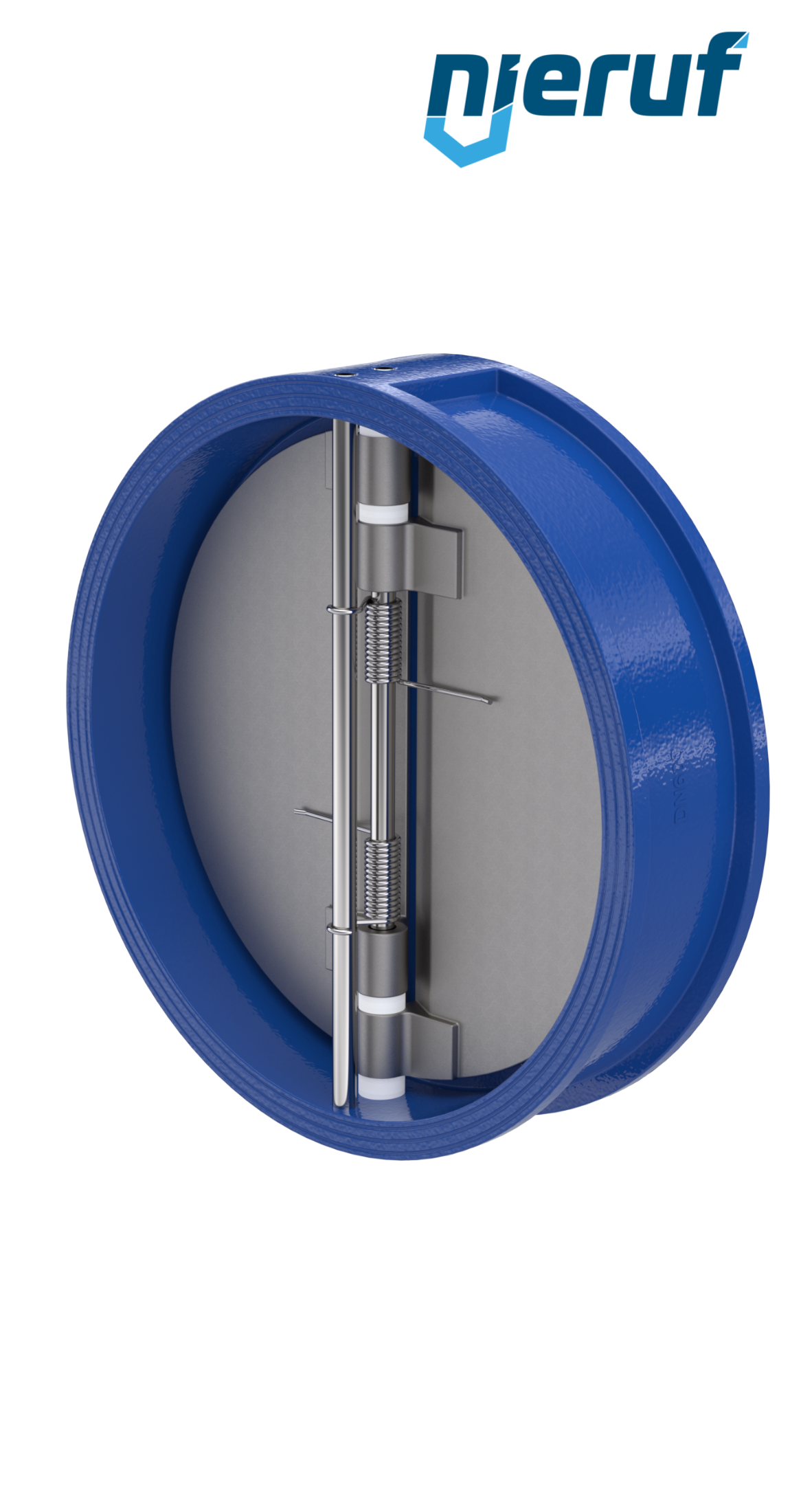 Doppelflügel-Rückschlagklappe DN600 ANSI150 DR02 ANSI 150 GGG40 epoxid-beschichtet blau 180µm NBR