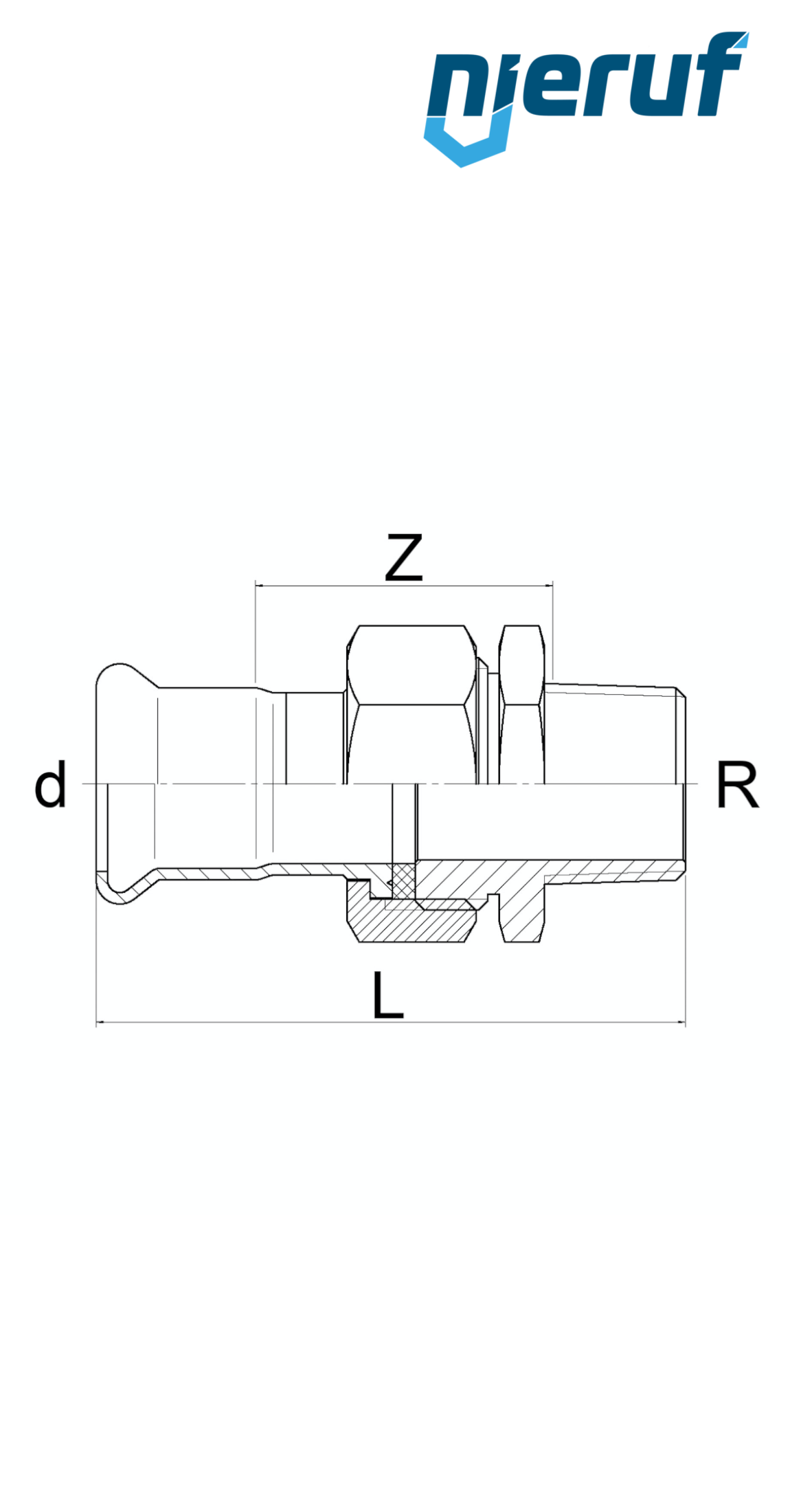 Durchgangsverschraubung Pressfitting I DN20 - 22,0 mm Aussengewinde 1/2" Zoll Edelstahl