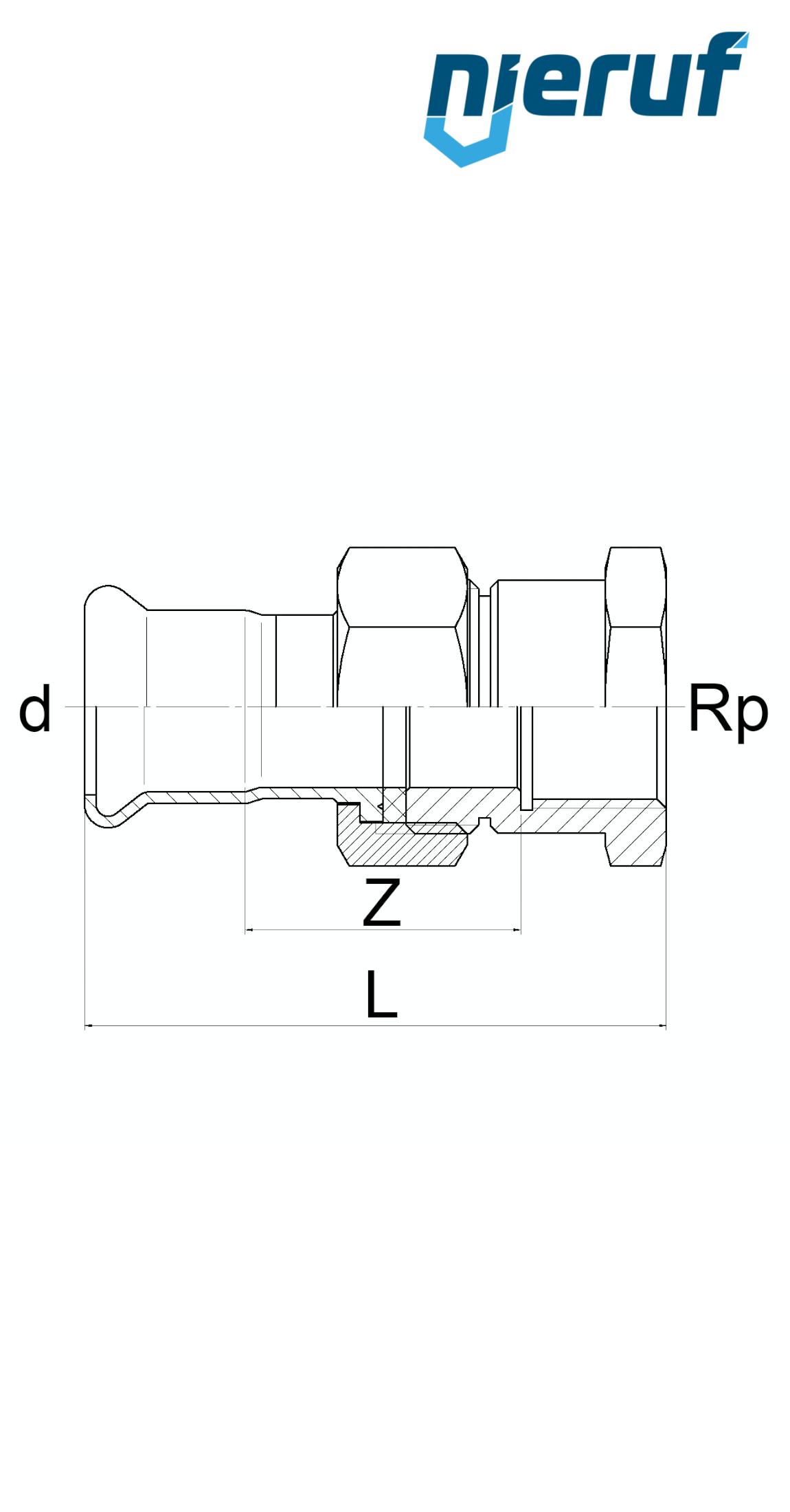 Durchgangsverschraubung Pressfitting I DN20 - 22,0 mm Innengewinde 1" Zoll Edelstahl