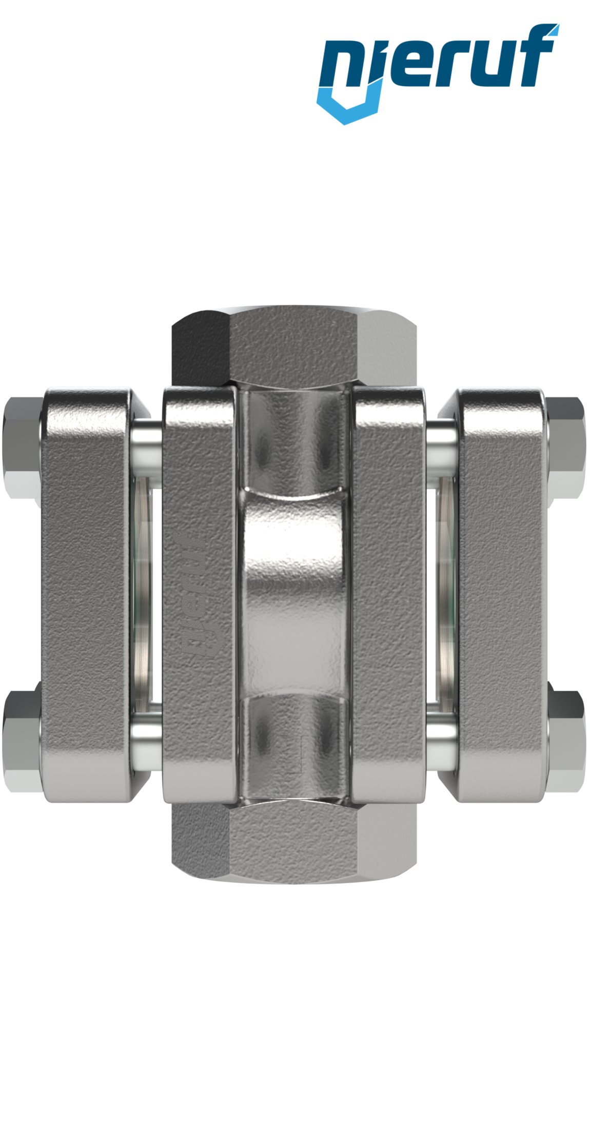 Durchfluss-Schauglas DN15 - 1/2" Zoll Edelstahl Borosilikatglas Version mit PTFE-Rotor