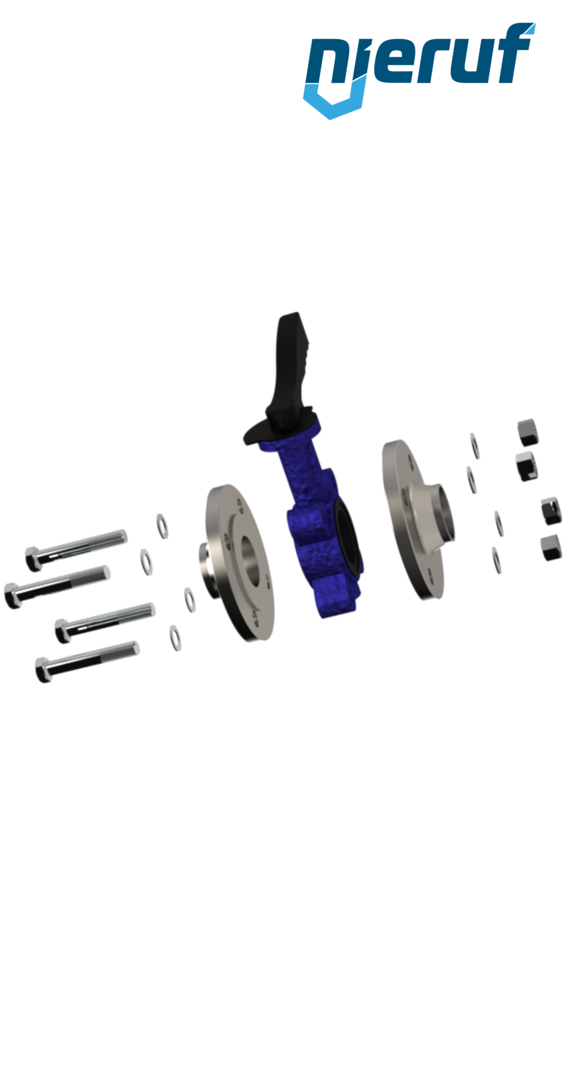 Verbindungsset Absperrklappe/Flansch DN40 - 1 1/2" Zoll für Flansch PN16 Edelstahl