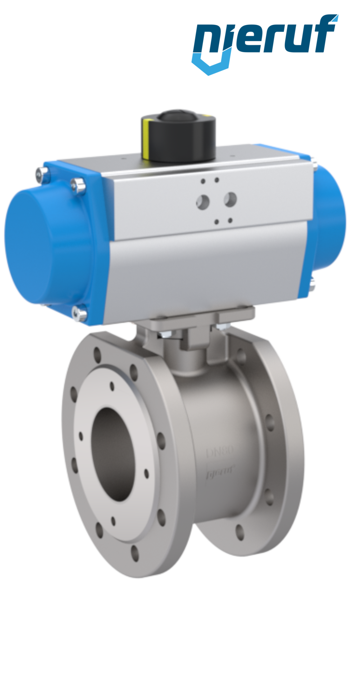 Kompakt-Flanschkugelhahn DN80 PK07 pneumatischer Drehantrieb doppeltwirkend