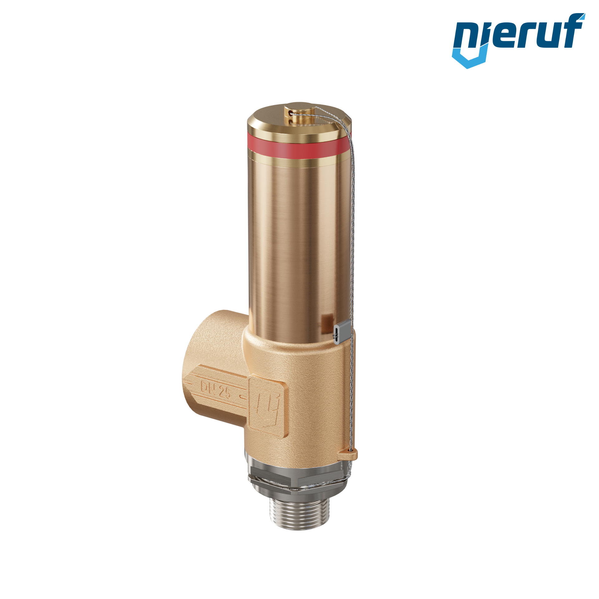 Kryo-Sicherheitsventil ohne Anlüftung DN15 1/2" AG x 1" IG SV18, Edelstahl & Rotguss PTFE