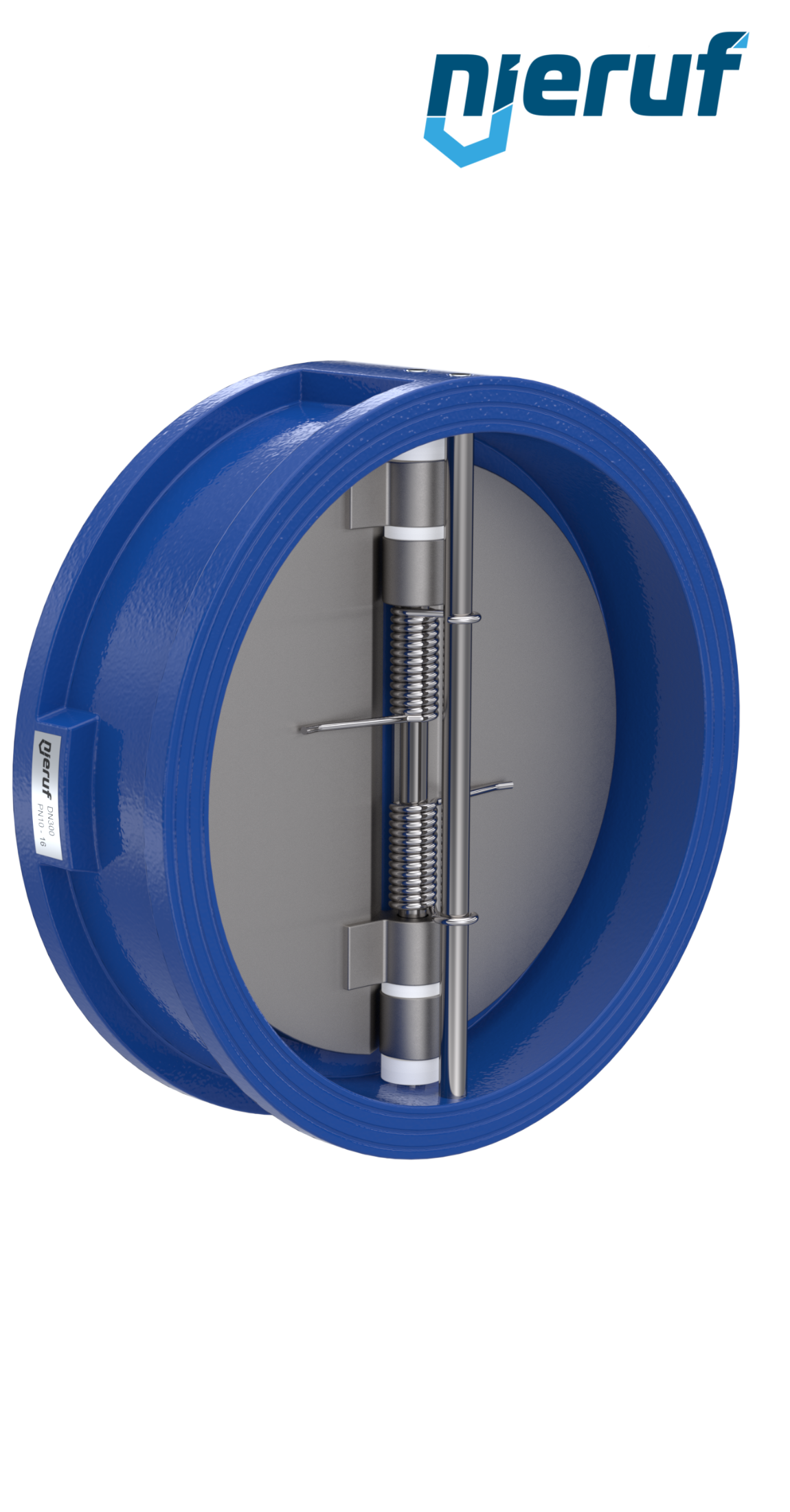 Doppelflügel-Rückschlagklappe DN300 ANSI150 DR02 ANSI 150 GGG40 epoxid-beschichtet blau 180µm EPDM