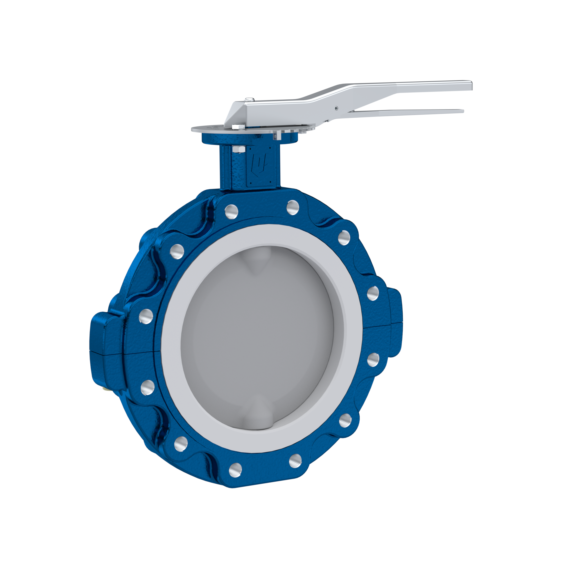 PFA-Absperrklappe PTFE AK10 DN300 ANSI150 Rasthebel FKM Einlage