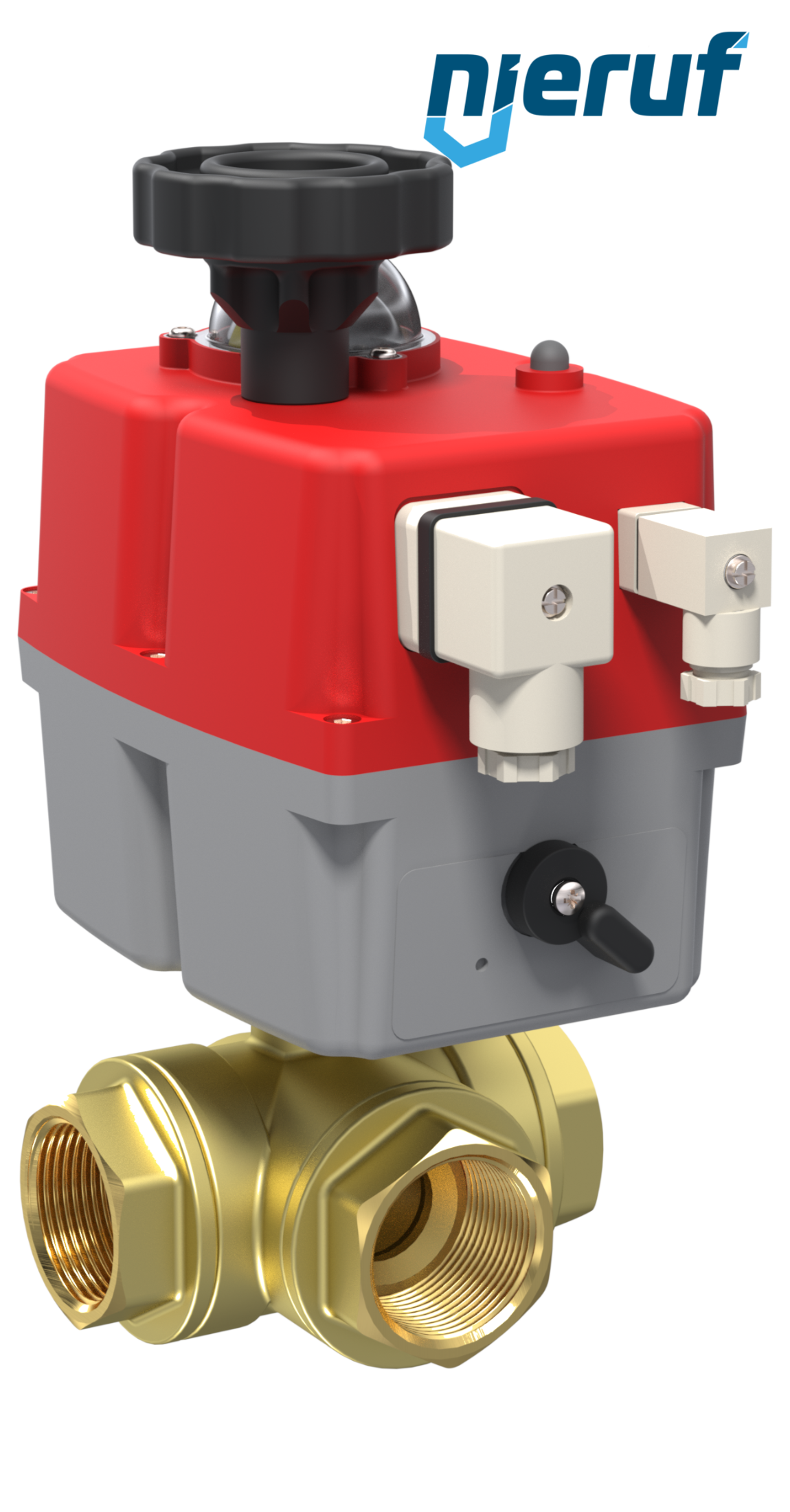 3 Wege Kugelhahn elektrisch 24-240V DN8 - 1/4" Zoll Messing voller Durchgang mit T-Bohrung