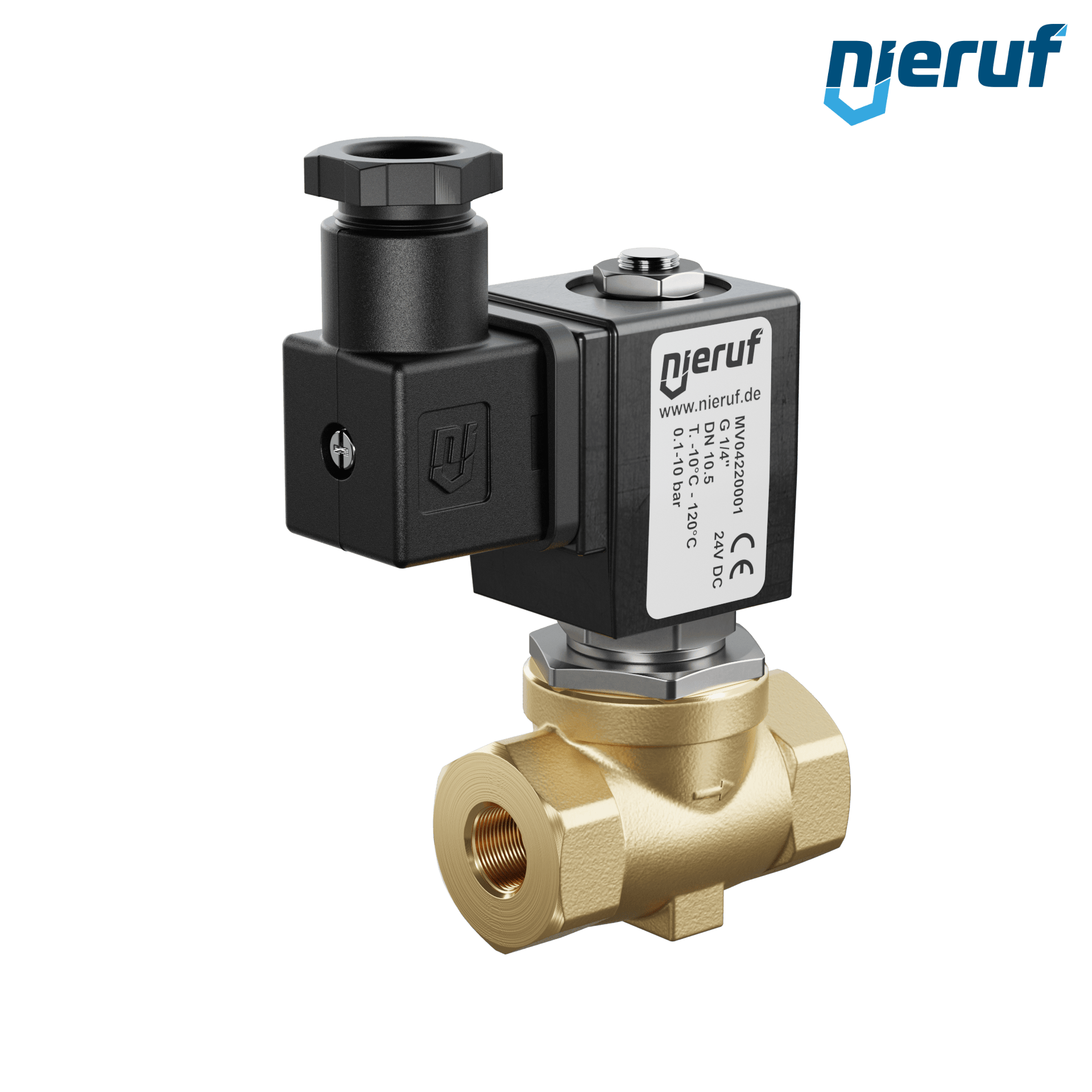 Membran-Magnetventil G 1/4" Zoll Messing MV04 FKM 24V DC