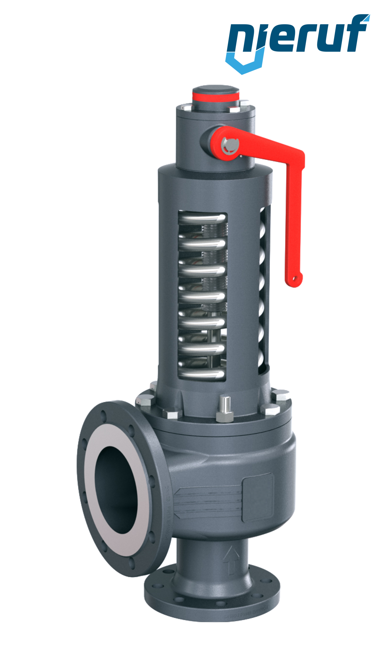 Flansch-Sicherheitsventil DN15/DN25 SF06, offene Federhaube PTFE, mit Anlüfthebel