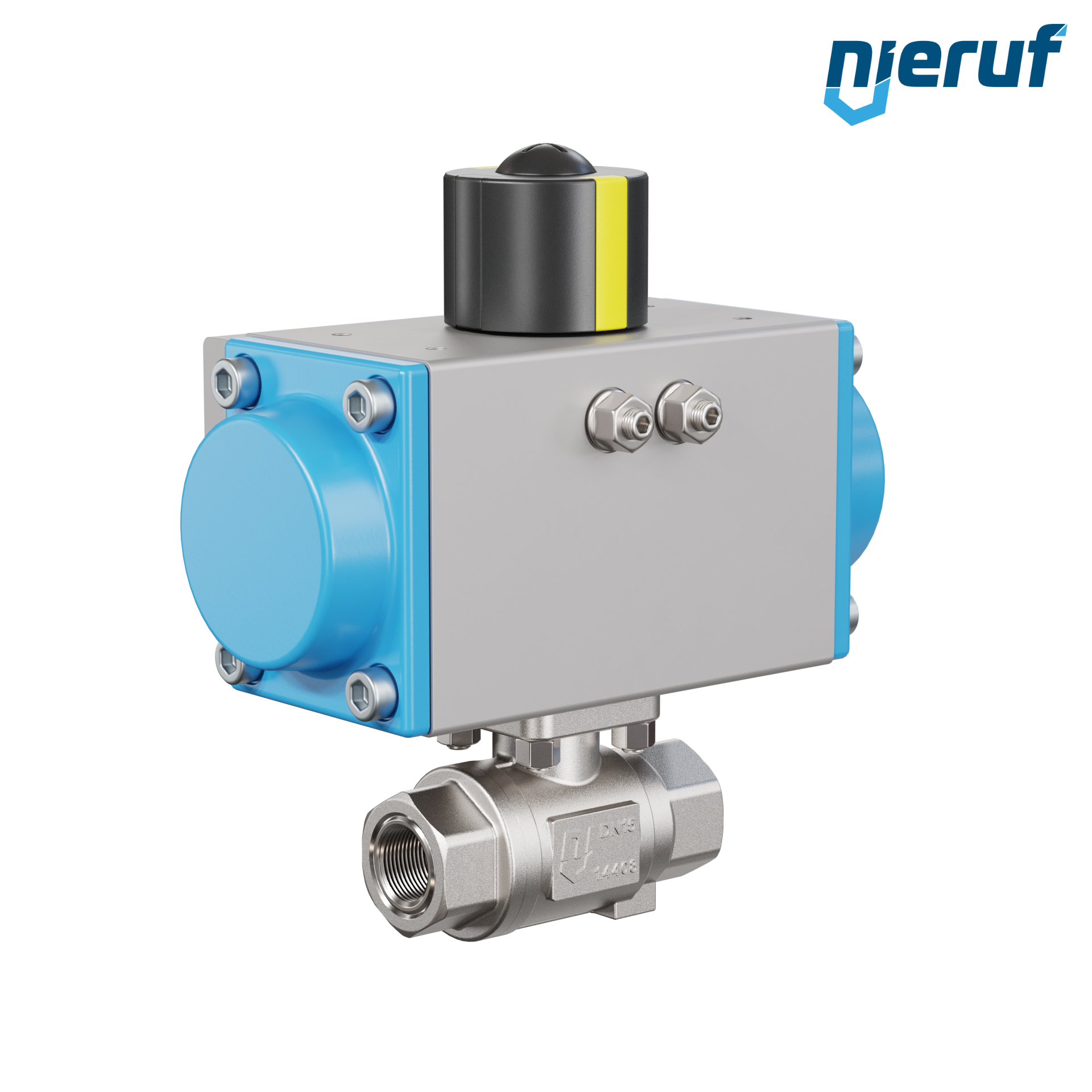 Pneumatischer-Kugelhahn DN10 - 3/8" Zoll Drehantrieb einfachwirkend PK02