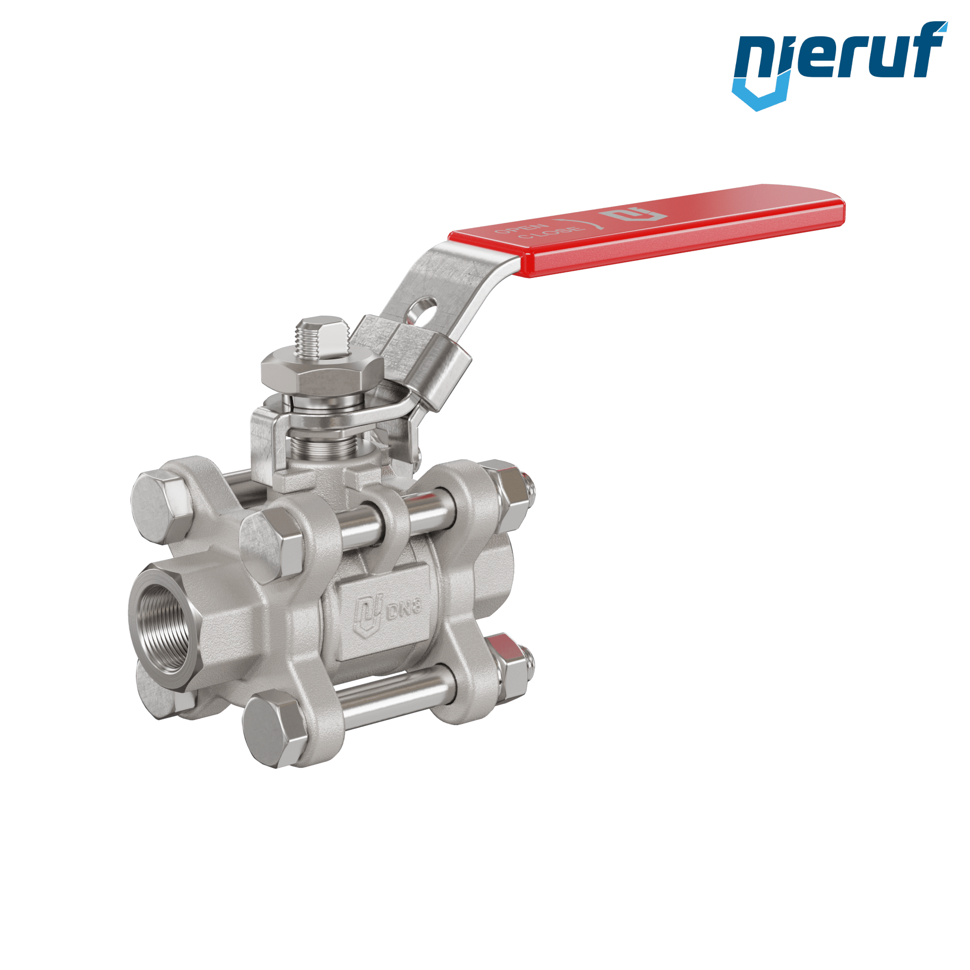 Valvola a sfera in acciaio inossidabile a 3 pezzi DN8 - 1/4" pollici filettatura interna NPT