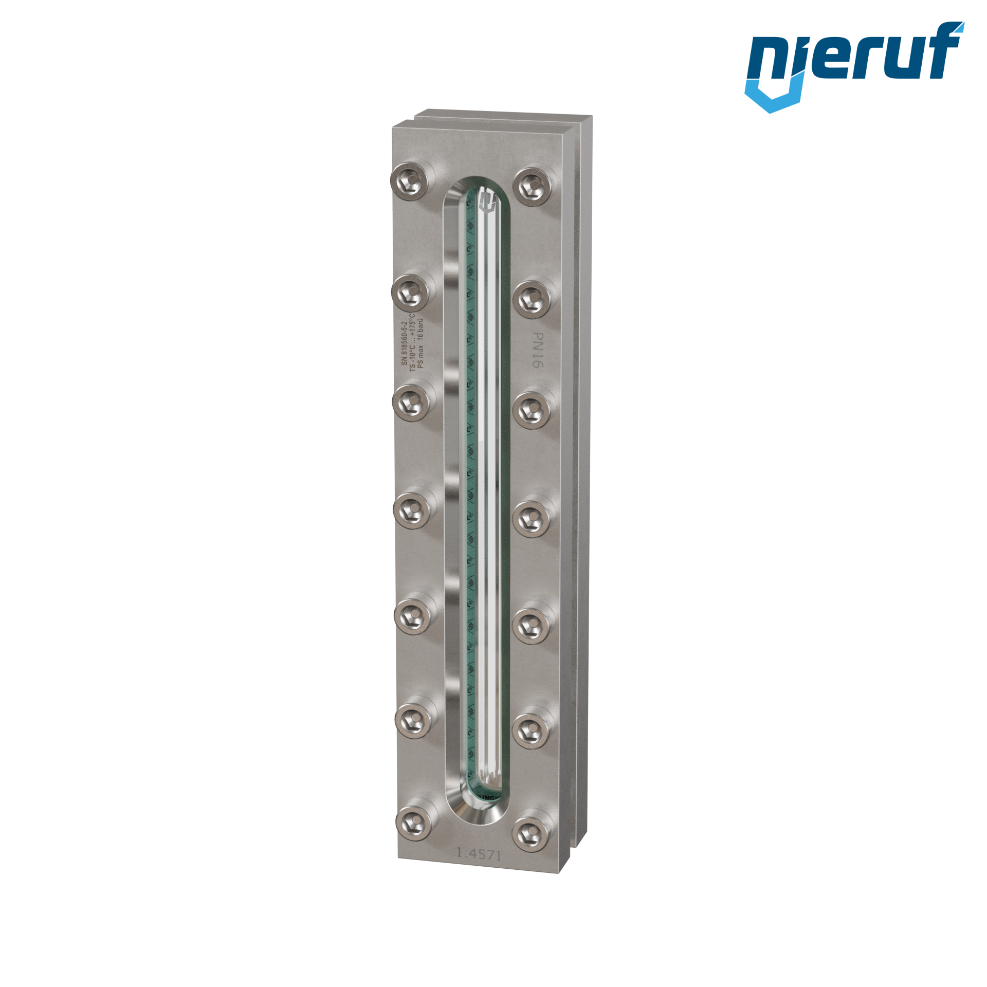 oblò di osservazione per serbatoi L=310mm  BS03 acciaio inossidabile 1.4571 vetro borosilicato, reflex 16bar