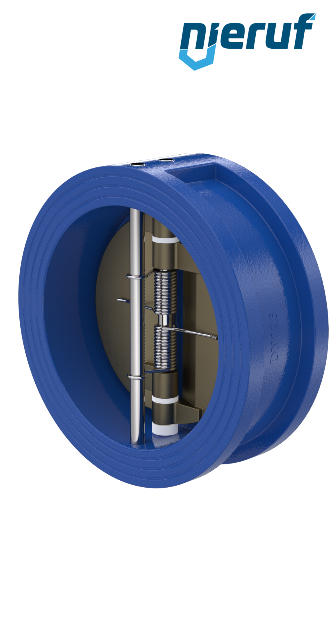 Doppelflügel-Rückschlagklappe DN125 ANSI150 DR04 ANSI 150 GGG40 epoxid-beschichtet blau 180µm NBR