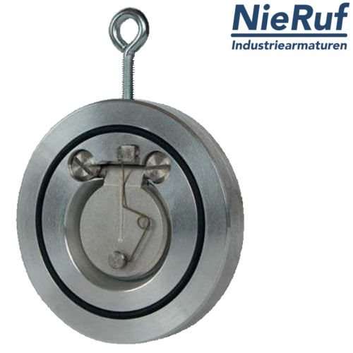 Zwischenflansch-Rückschlagklappe mit Feder DN100 ZR04 Edelstahl 1.4408 Metall