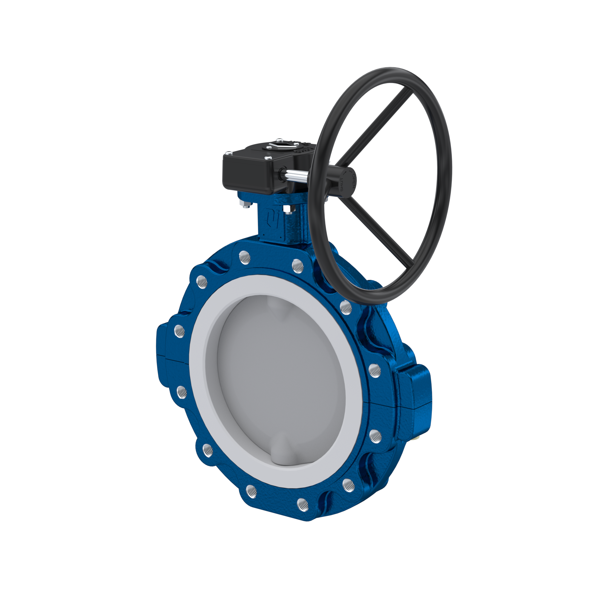 Absperrklappe PTFE AK10 DN400 ANSI150 Handradgetriebe EPDM Einlage
