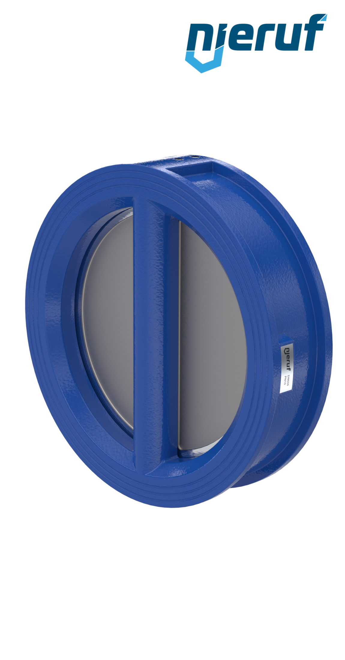 Doppelflügel-Rückschlagklappe DN600 ANSI150 DR02 ANSI 150 GGG40 epoxid-beschichtet blau 180µm NBR