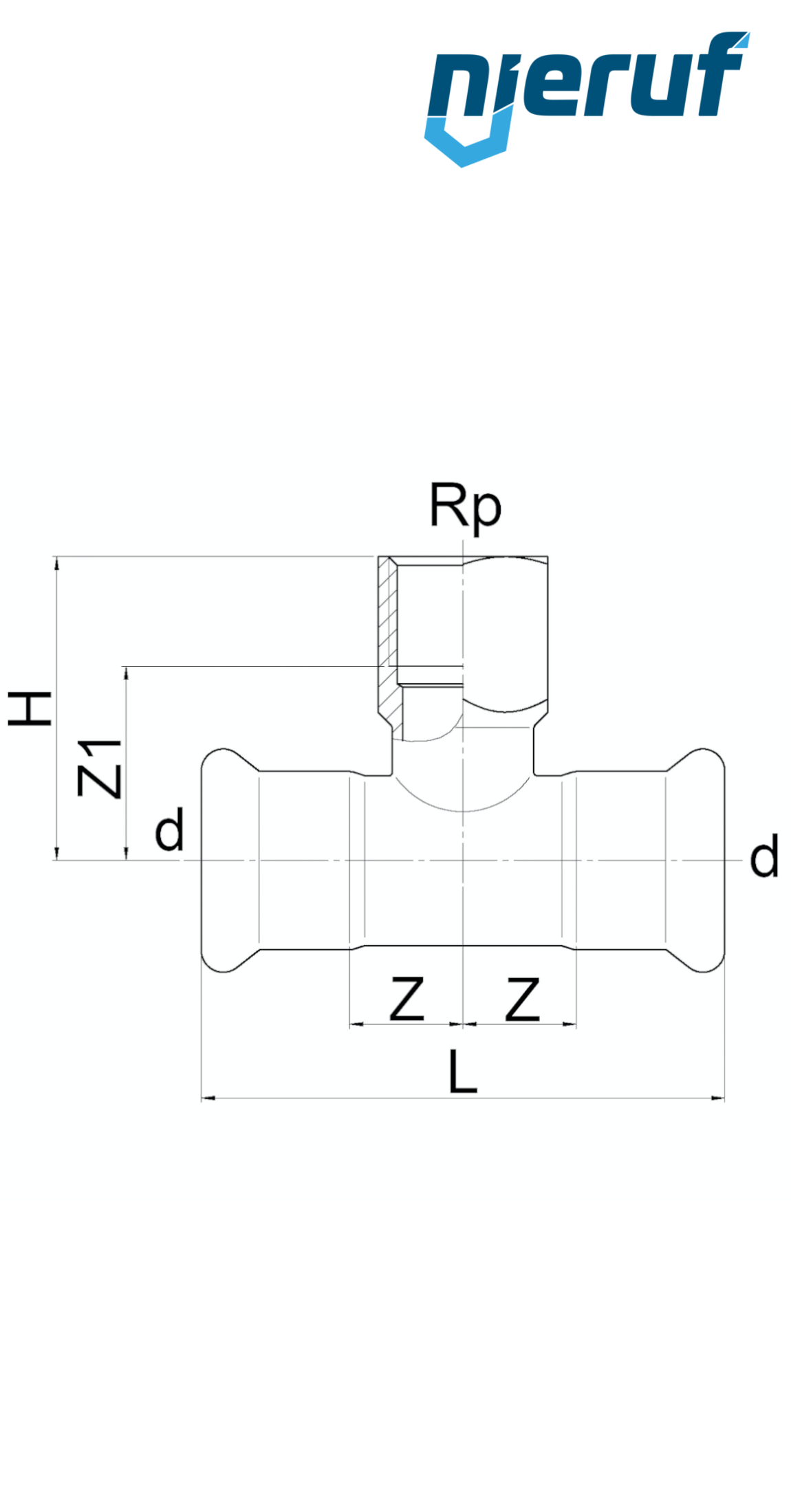 T-Stück Pressfitting I x I DN80 - 88,9 mm Innengewinde 3/4" Zoll Edelstahl