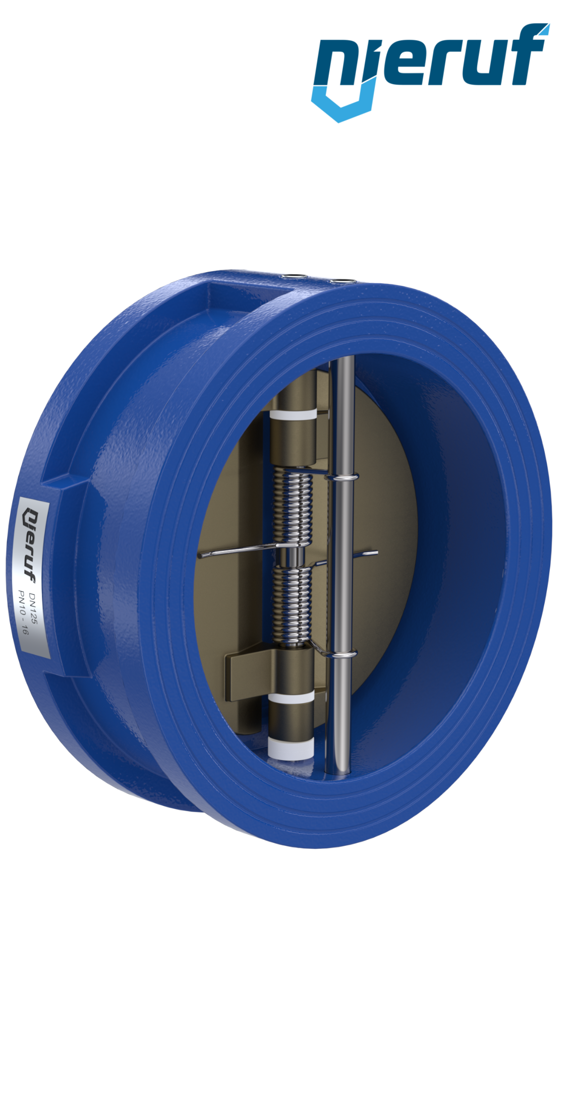 Doppelflügel-Rückschlagklappe DN125 ANSI150 DR04 ANSI 150 GGG40 epoxid-beschichtet blau 180µm NBR