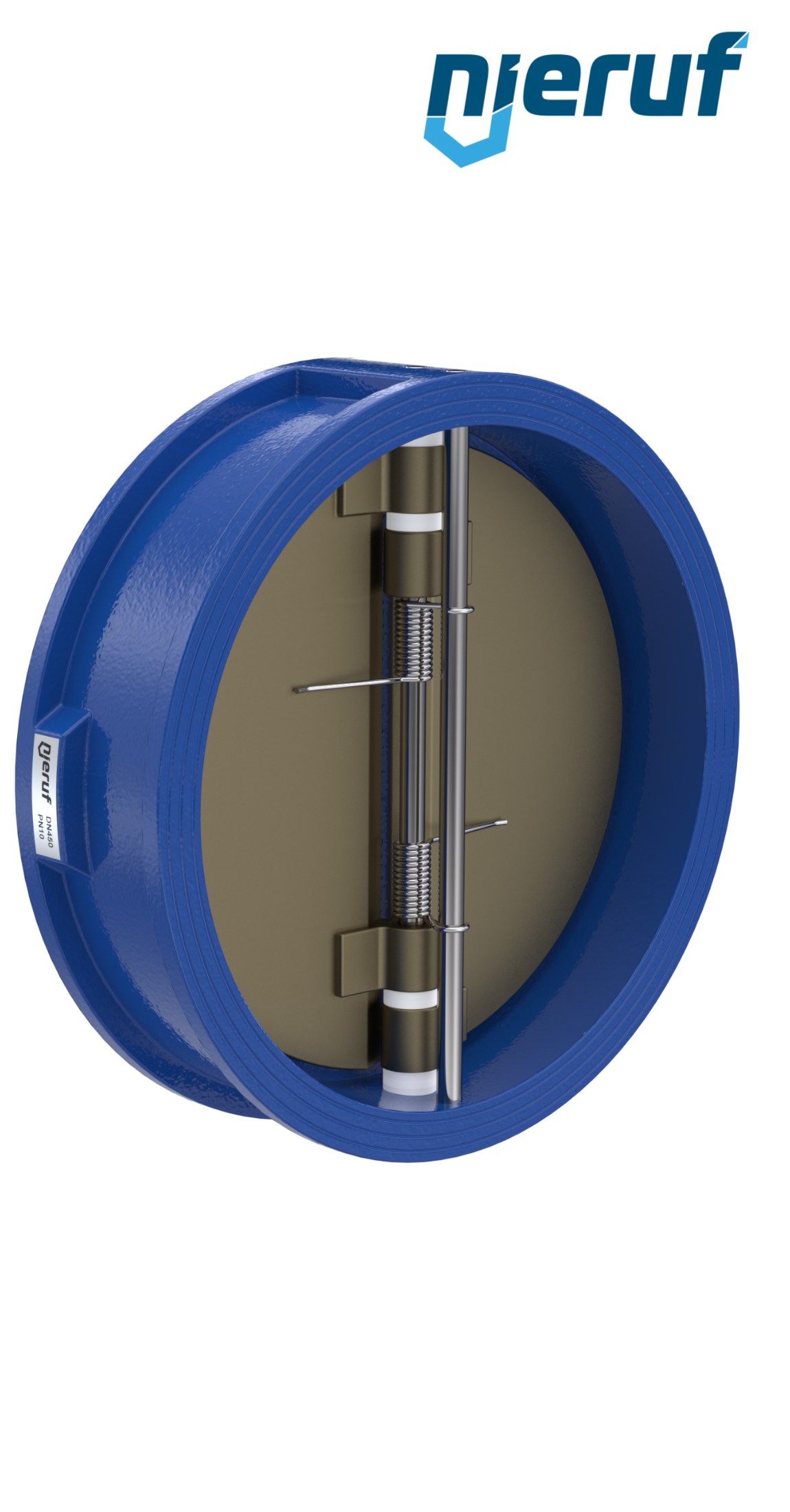 Doppelflügel-Rückschlagklappe DN450 ANSI150 DR04 ANSI 150 GGG40 epoxid-beschichtet blau 180µm FKM