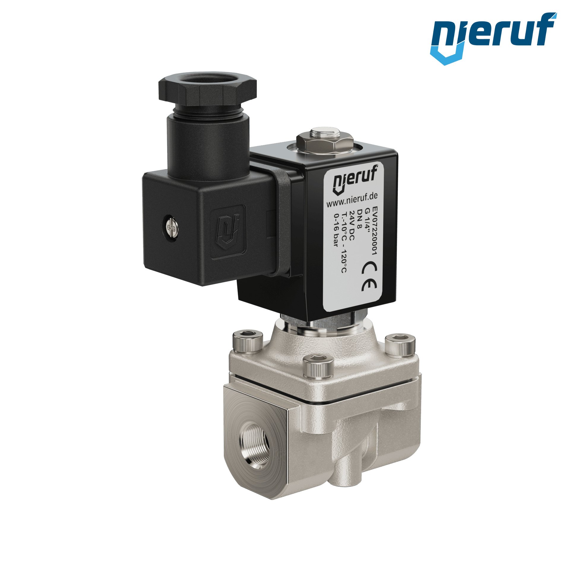 Magnetventil G 1/4" Zoll Edelstahl EV07 FKM 24V DC