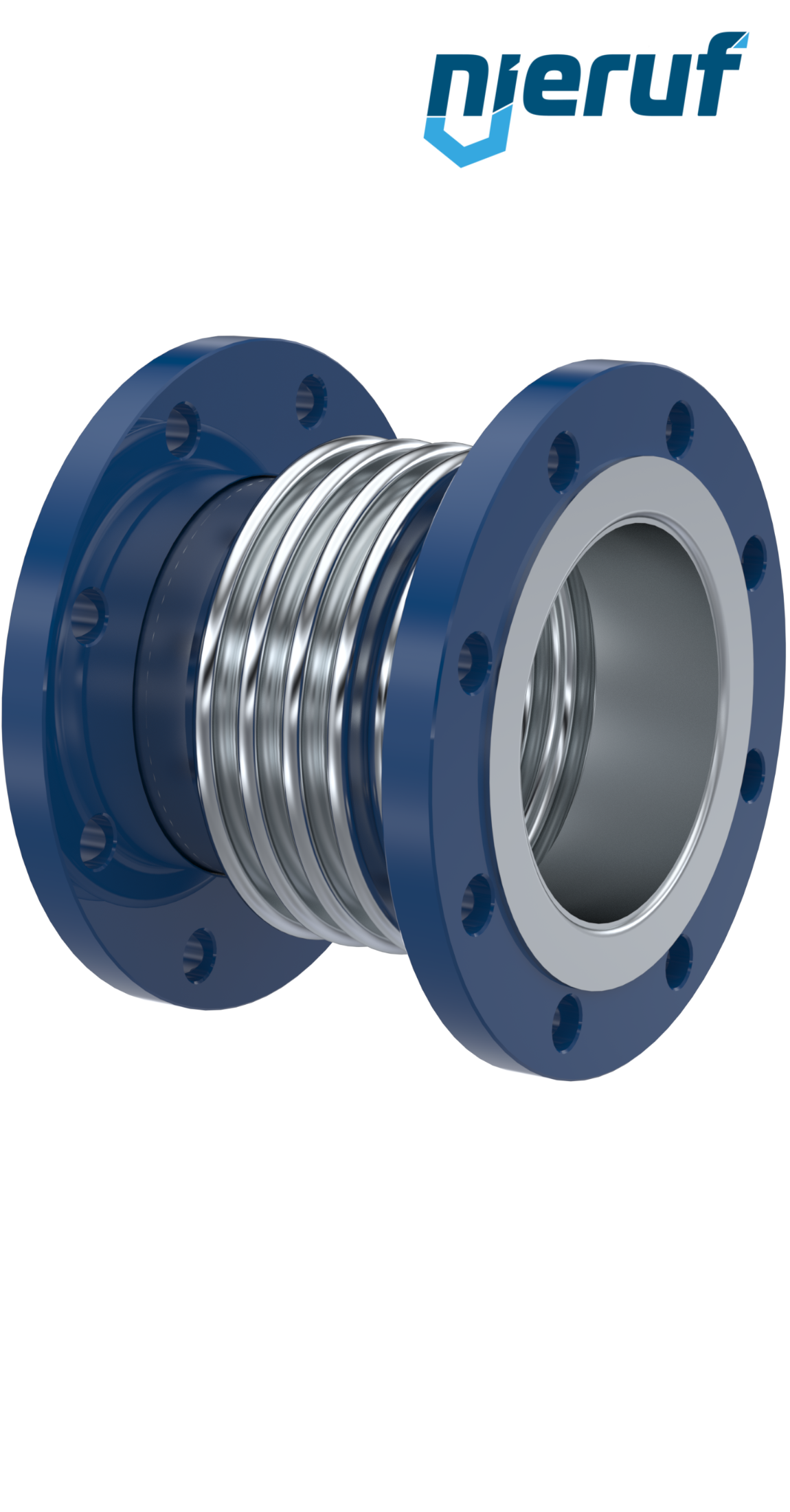 Axialkompensator DN125 Typ KP05 Bördelflansch und Edelstahl-Faltenbalg