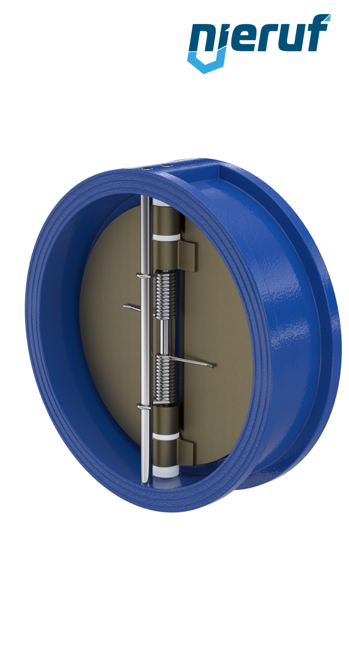 Doppelflügel-Rückschlagklappe DN300 ANSI150 DR04 ANSI 150 GGG40 epoxid-beschichtet blau 180µm FKM