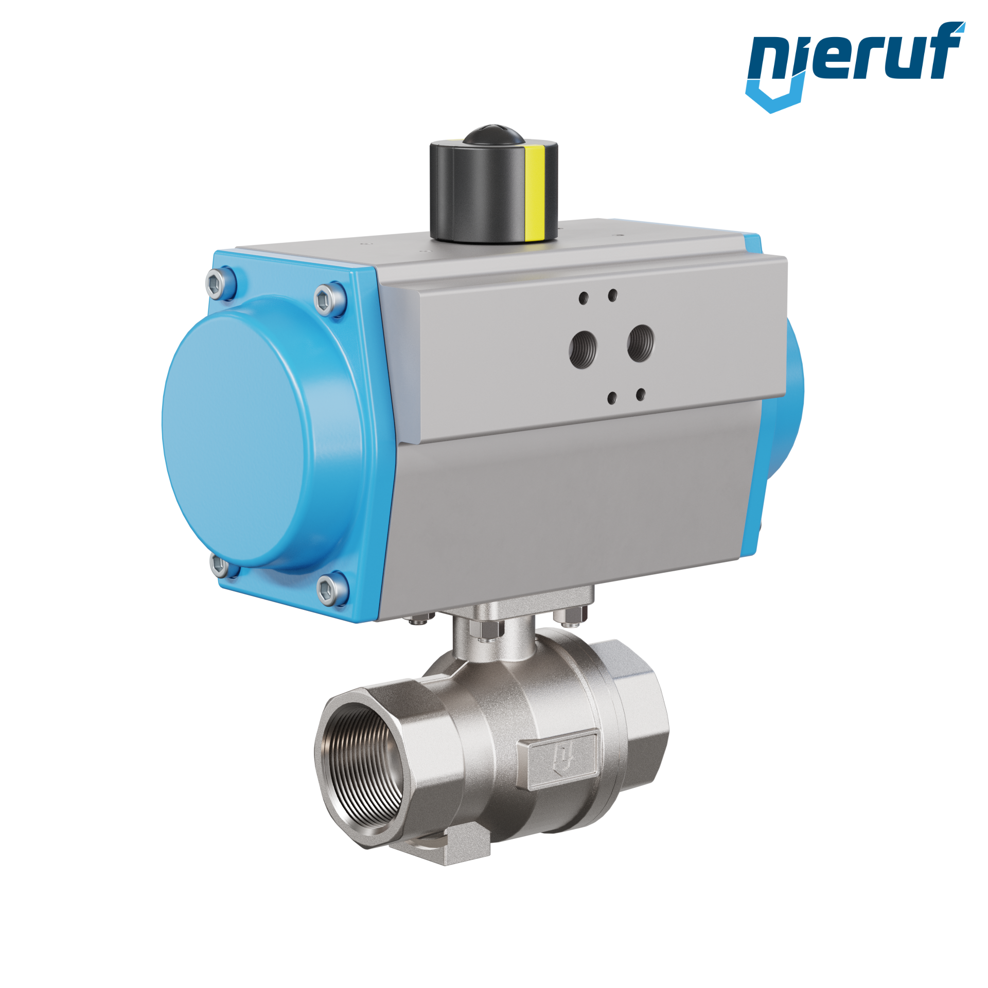 Trinkwasser-Kugelhahn pneumatisch DN32 - 1 1/4" Zoll Drehantrieb einfachwirkend federschließend PK02