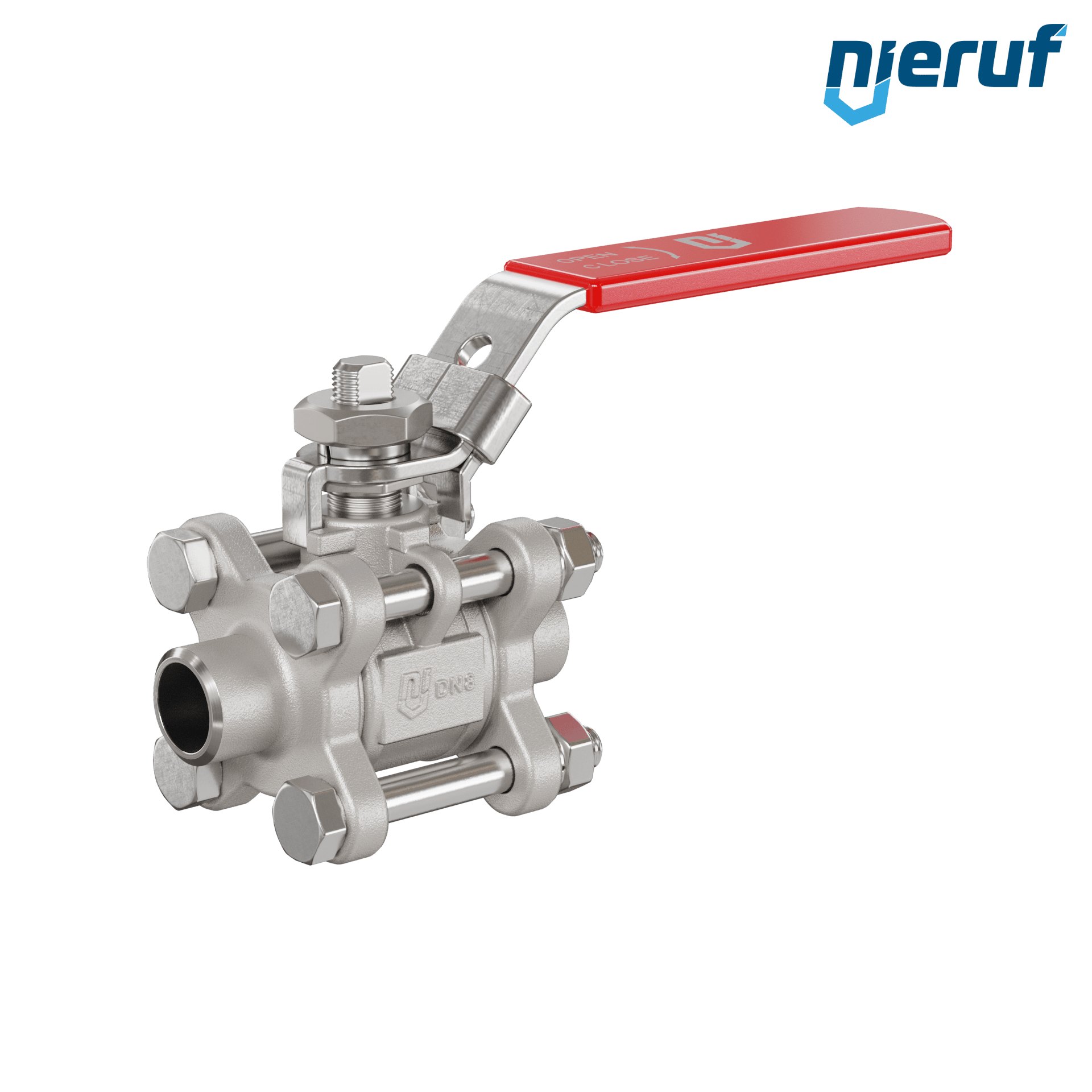 Valvola a sfera in acciaio inossidabile a 3 pezzi DN8 - 1/4" pollici con estremità a saldare