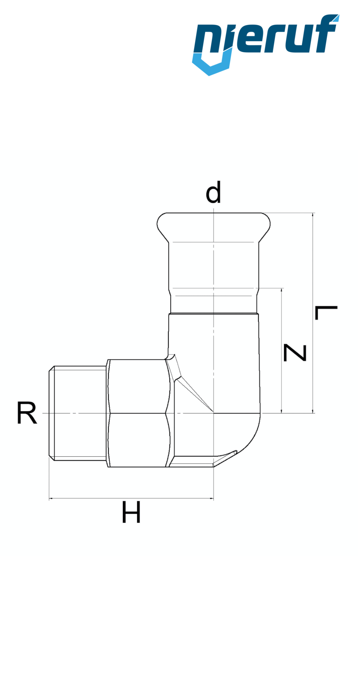 Übergangswinkel 90° Pressfitting I DN25 - 28,0 mm Aussengewinde 1" Zoll Edelstahl