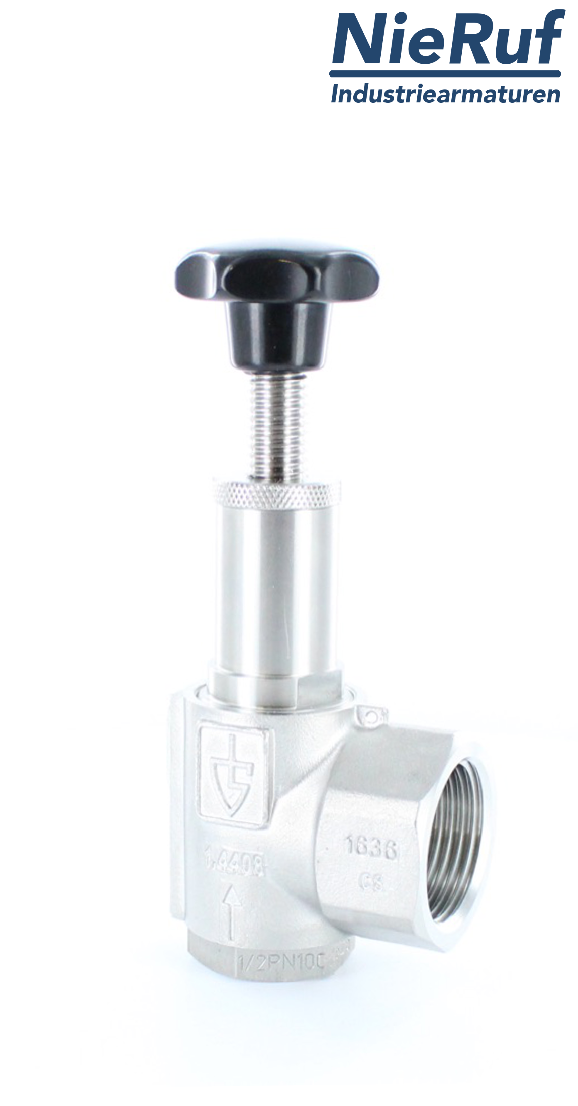 Eck-Überströmventil 1 1/2" Zoll AG UV15 Edelstahl 1,0 - 1,3 bar