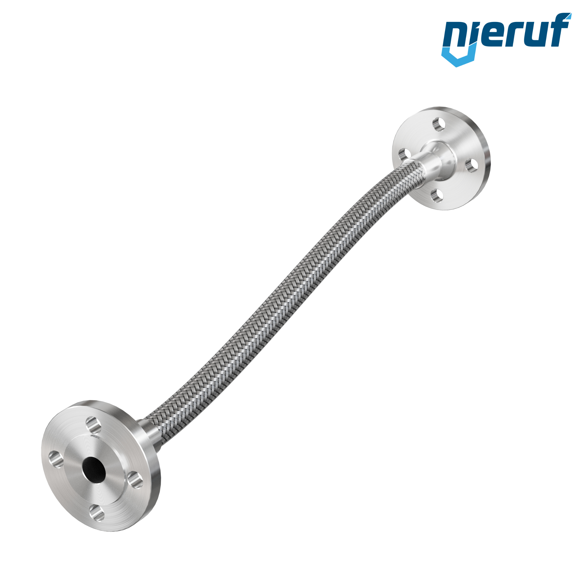Edelstahlwellschlauch ES01 DN20 - 3/4" Zoll mit Einfachumflechtung und Festflansch Länge 1000 mm
