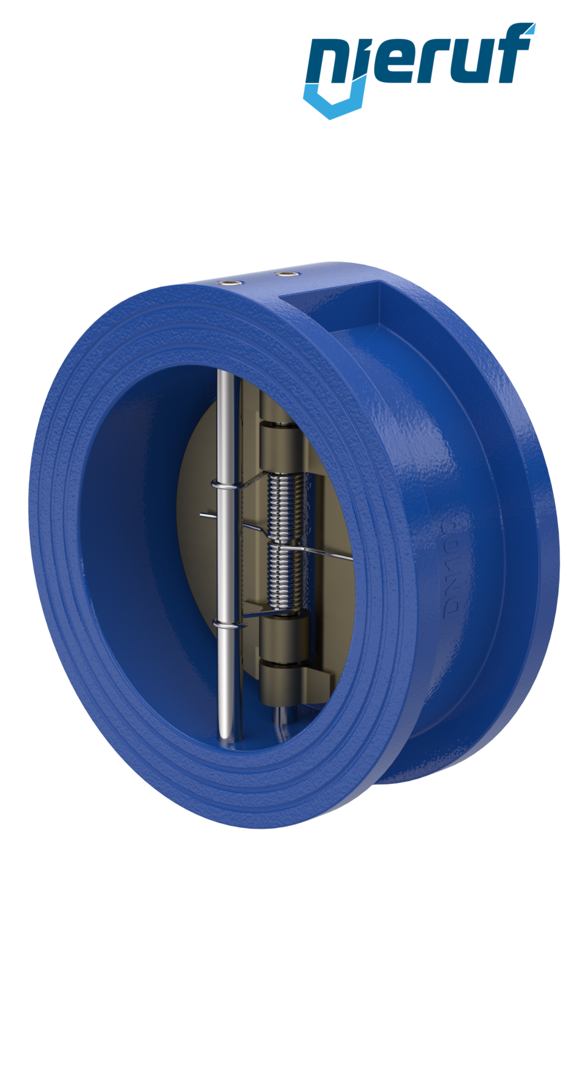 Doppelflügel-Rückschlagklappe DN100 ANSI150 DR04 ANSI 150 GGG40 epoxid-beschichtet blau 180µm FKM