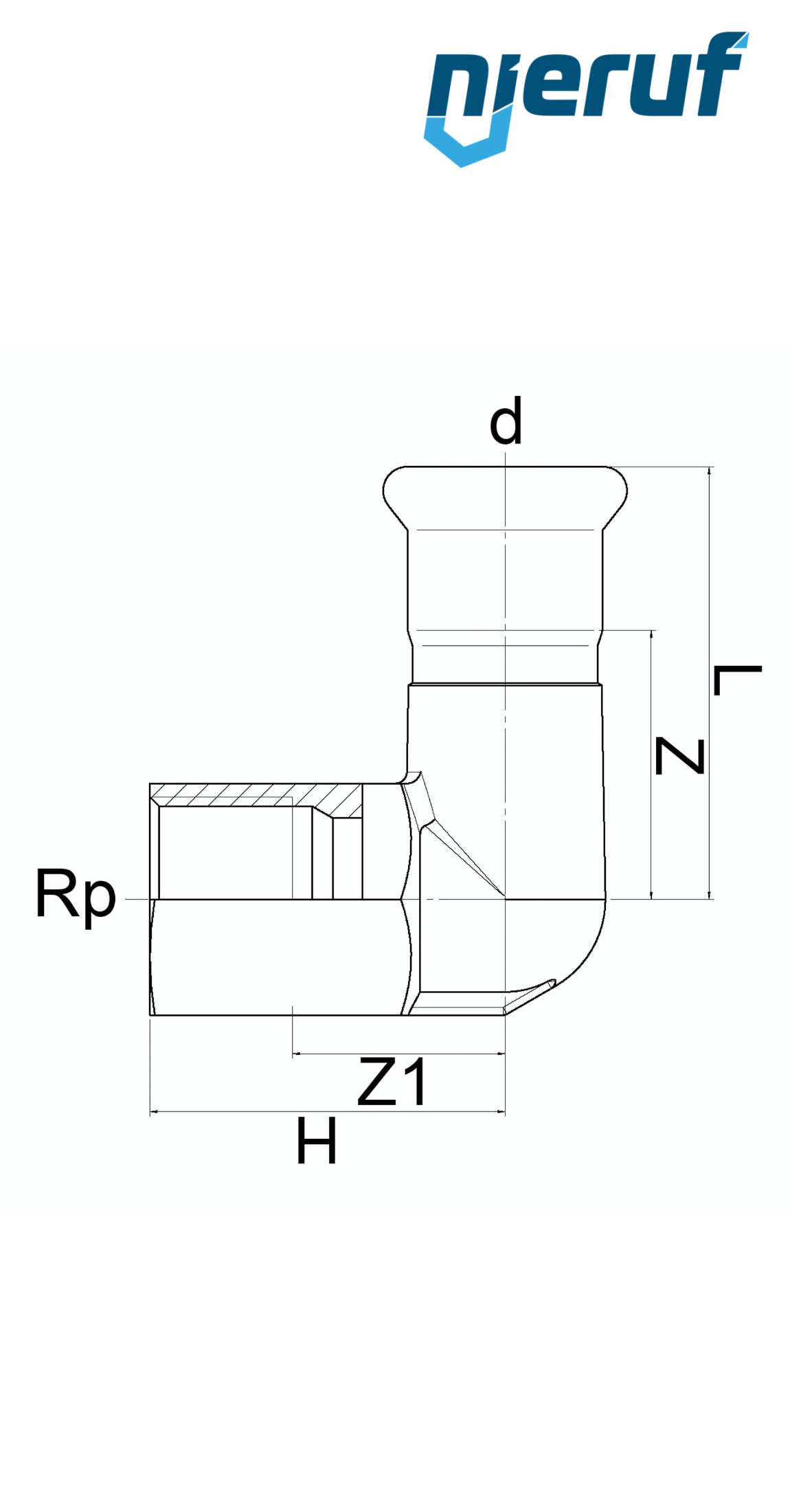 Übergangswinkel 90° Pressfitting I DN15 - 18,0 mm Innengewinde 1/2" Zoll Edelstahl