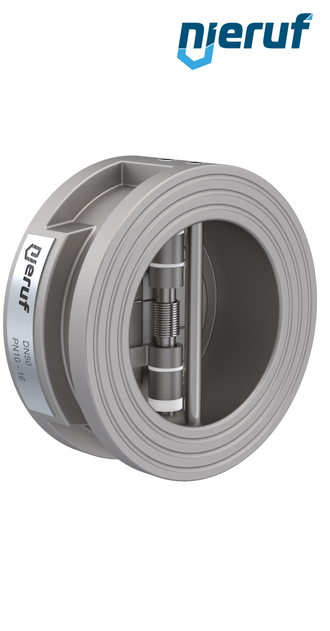 Doppelflügel-Rückschlagklappe DN50 DR03 Edelstahl 1.4408 FKM (Viton)