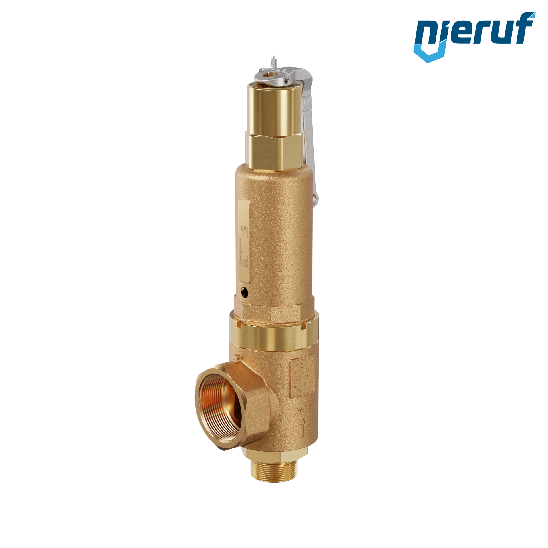 Sicherheitsventil 1 1/4" AG  x 2" IG SV08 gasförmige Medien, Rotguss FKM, Hebel