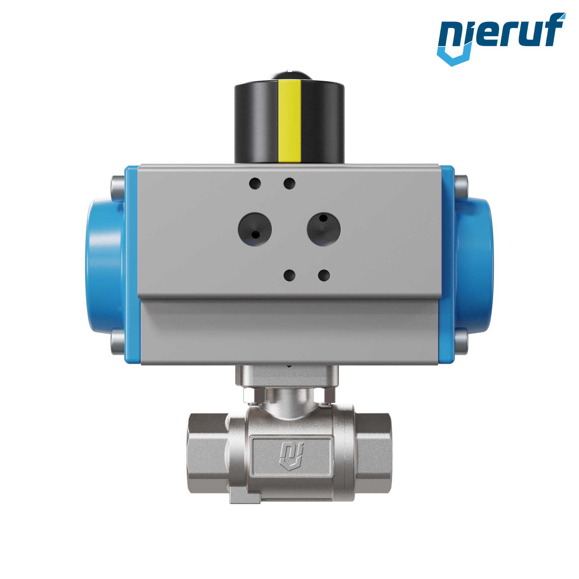 Pneumatischer-Kugelhahn DN10 - 3/8" Zoll Drehantrieb einfachwirkend PK02