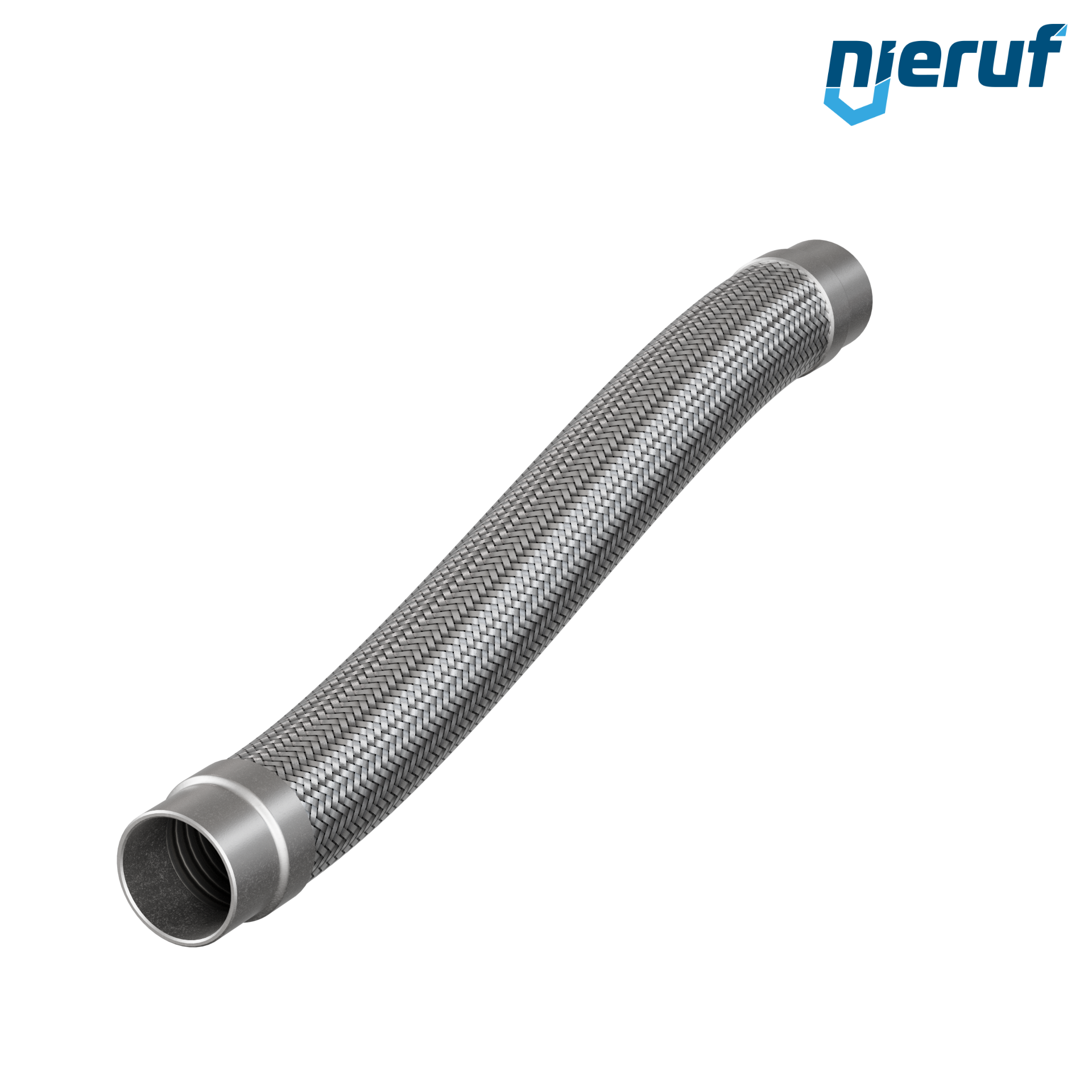 Edelstahlwellschlauch ES01 DN50 - 60.3 mm mit Einfachumflechtung und Anschweißenden Länge 1000 mm