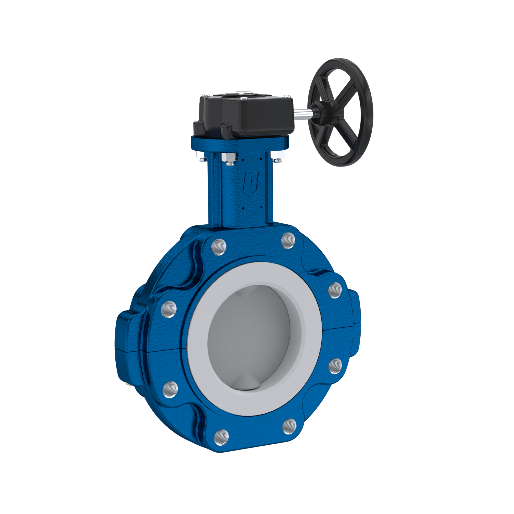 PFA-Absperrklappe PTFE AK10 DN200 ANSI150 Handradgetriebe FKM Einlage