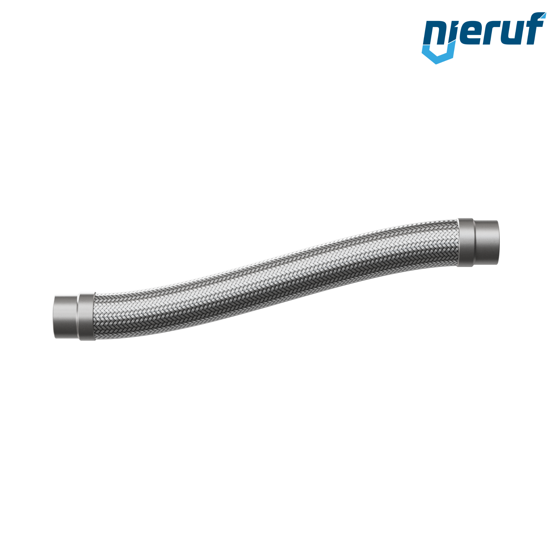 Edelstahlwellschlauch ES01 DN50 - 60.3 mm mit Einfachumflechtung und Anschweißenden Länge 1000 mm