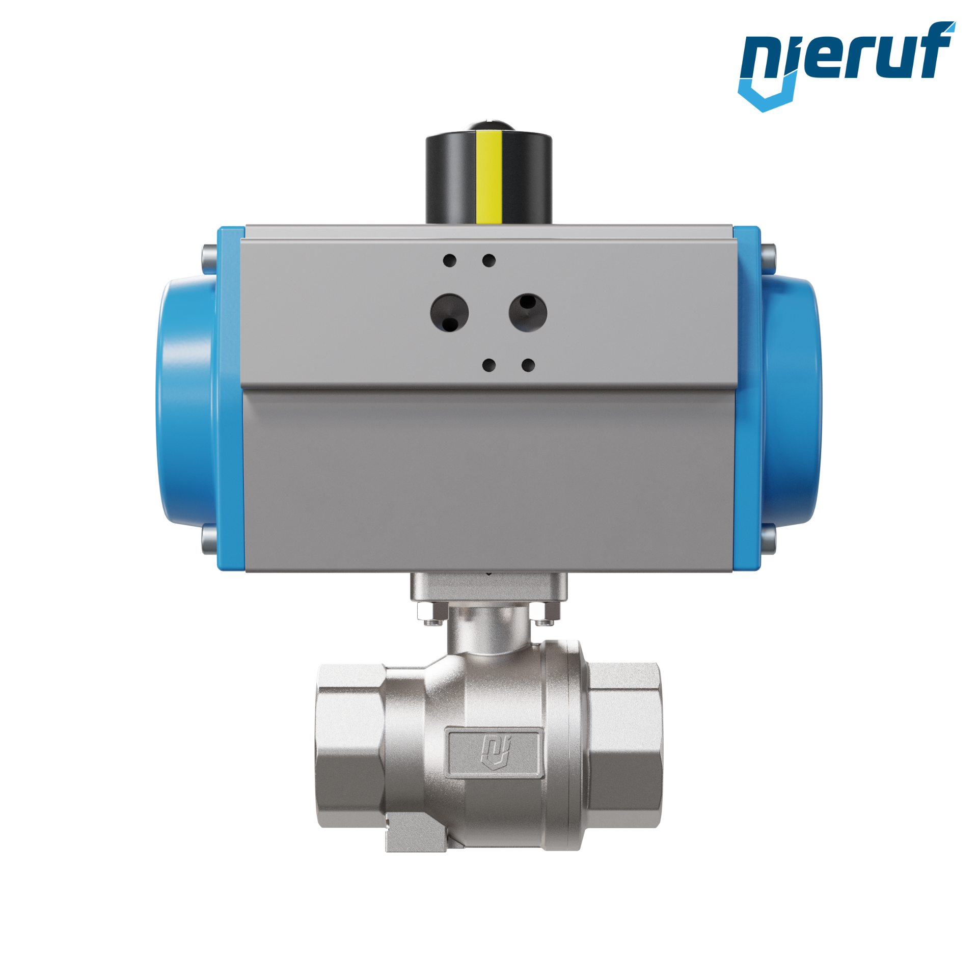 Trinkwasser-Kugelhahn pneumatisch DN32 - 1 1/4" Zoll Drehantrieb einfachwirkend federschließend PK02
